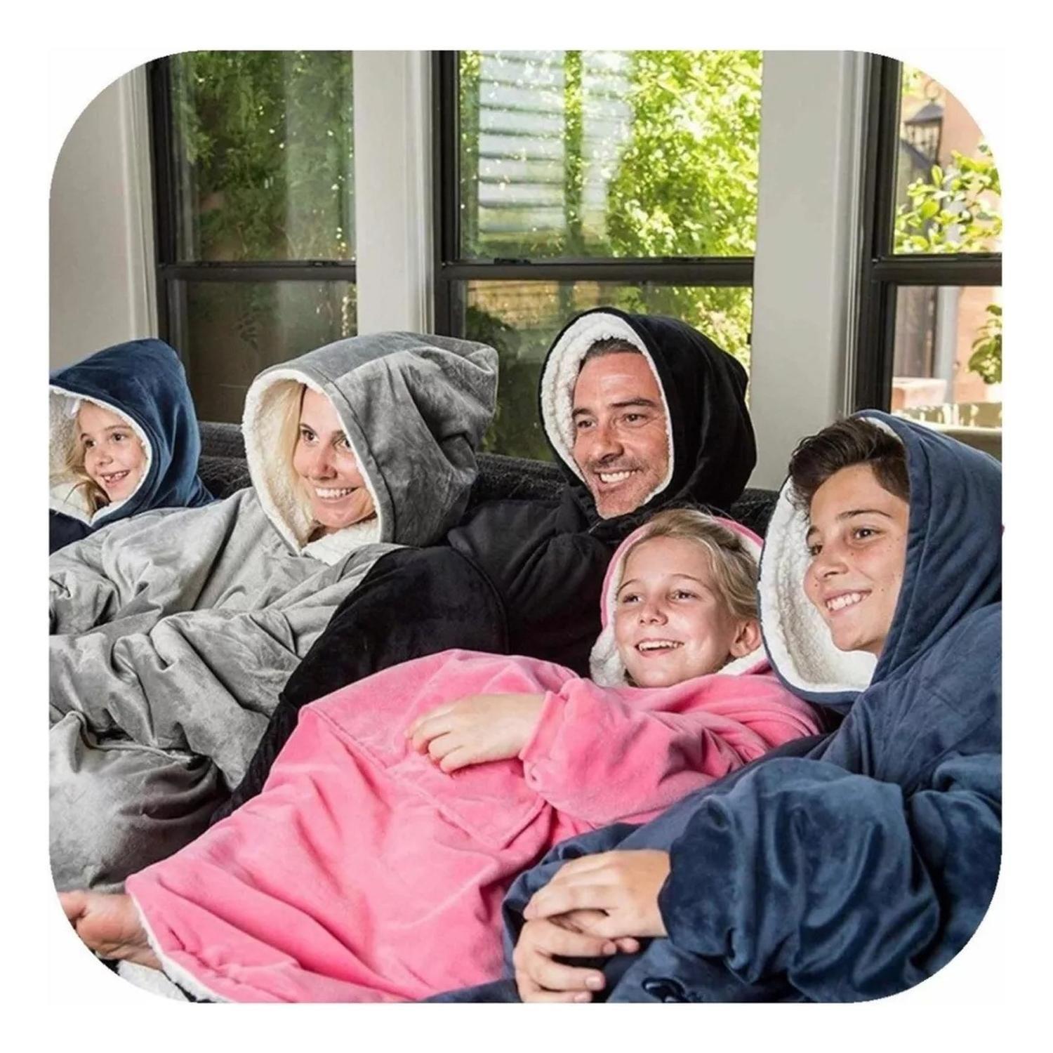 Polerón Sherpa Con Capucha Polar Frazada Con Chiporro Invierno-6