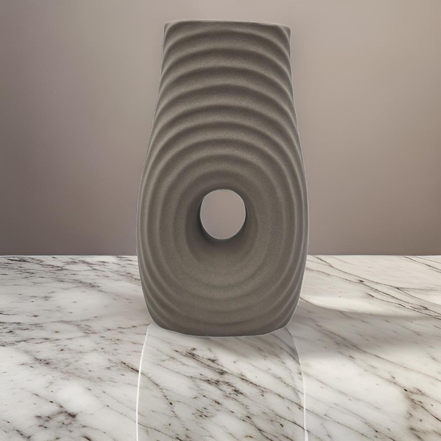 Jarron Florero De Ceramica Fina Decorativo Moderno Cafe-3