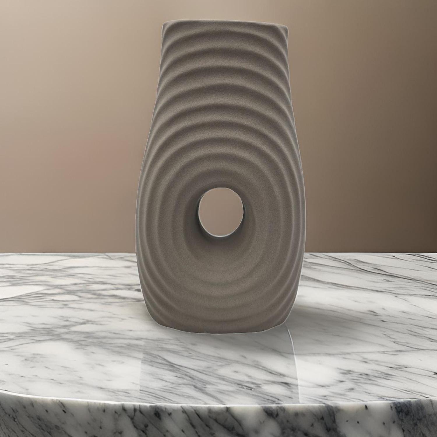 Jarron Florero De Ceramica Fina Decorativo Moderno Cafe-4