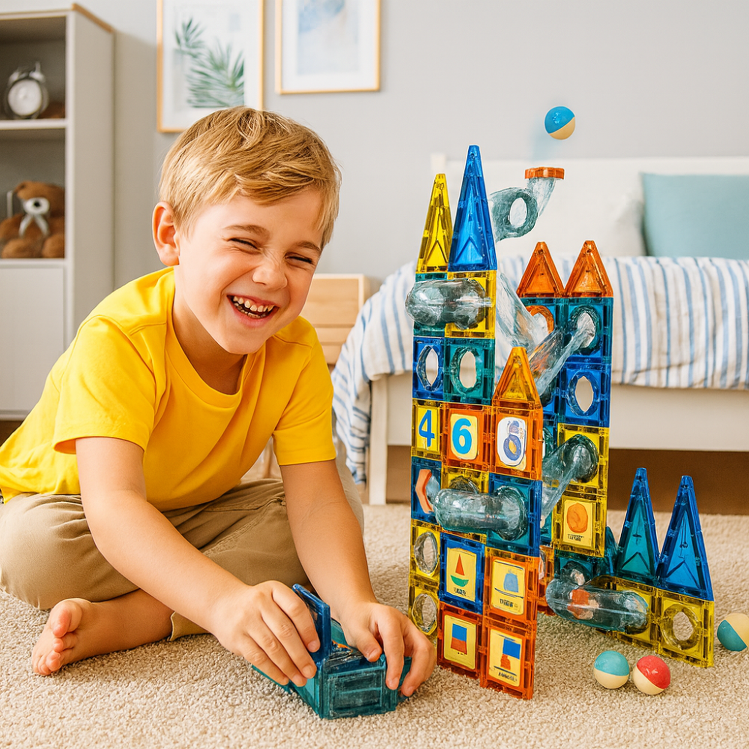 Juego Bloques Magneticos Construccion 73 Piezas Tobogan-3