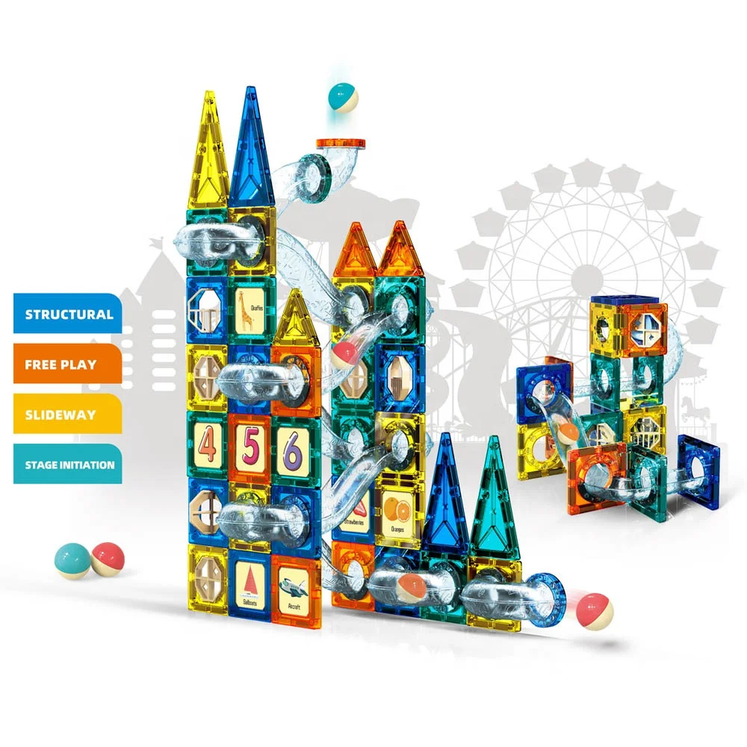 Juego Bloques Magneticos Construccion 73 Piezas Tobogan-6