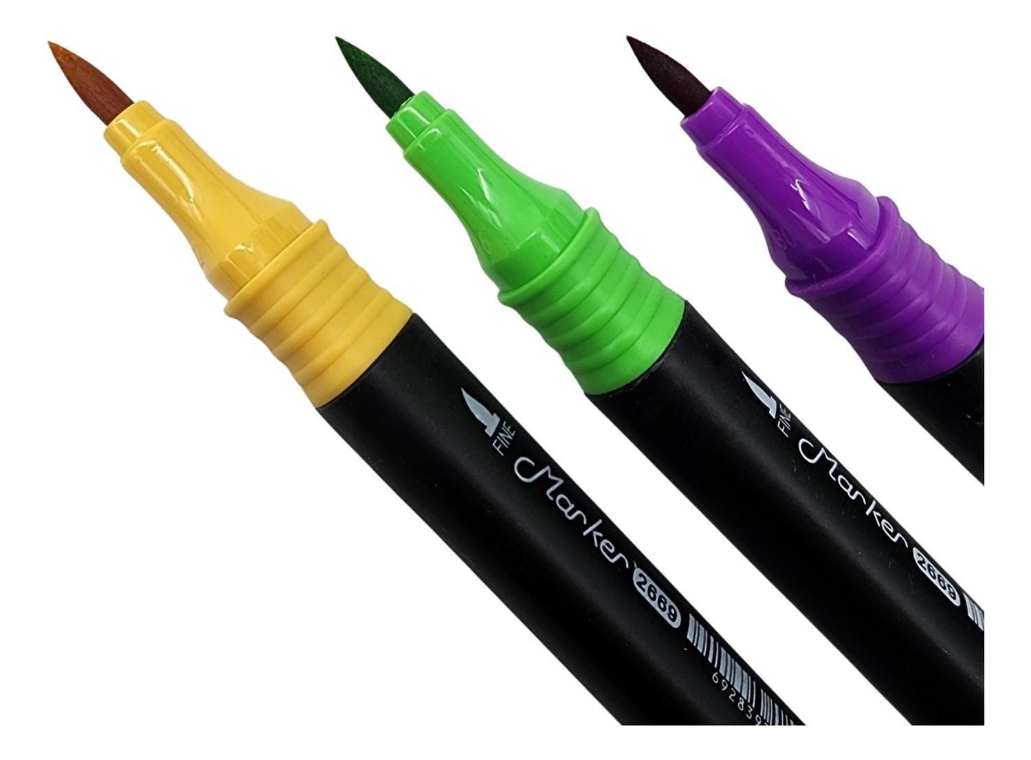 Set Marcadores Doble Punta 24 Lapices Plumones Con Maletin-2