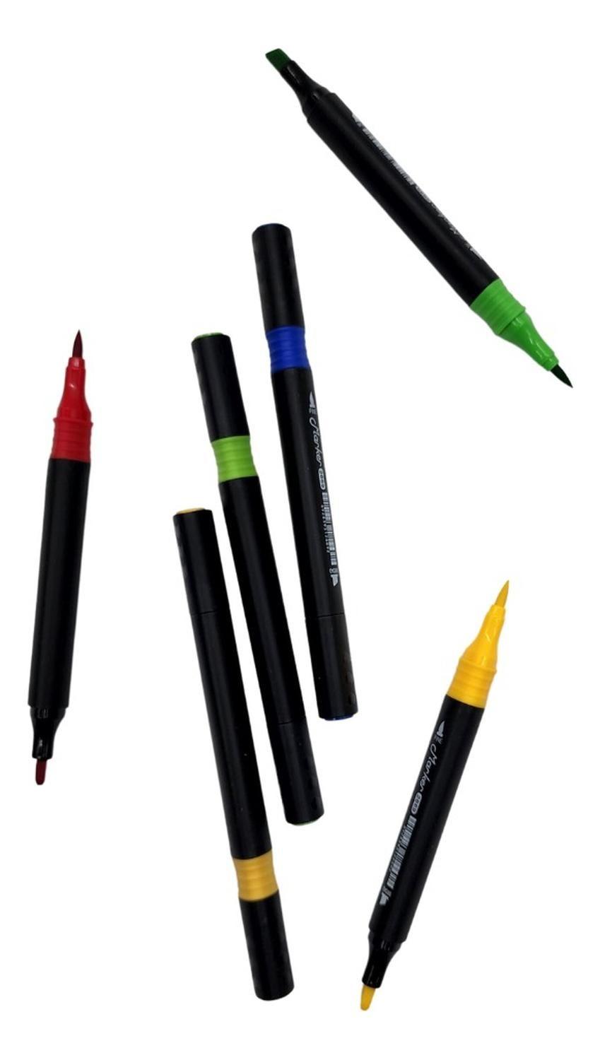 Set Marcadores Doble Punta 24 Lapices Plumones Con Maletin-5