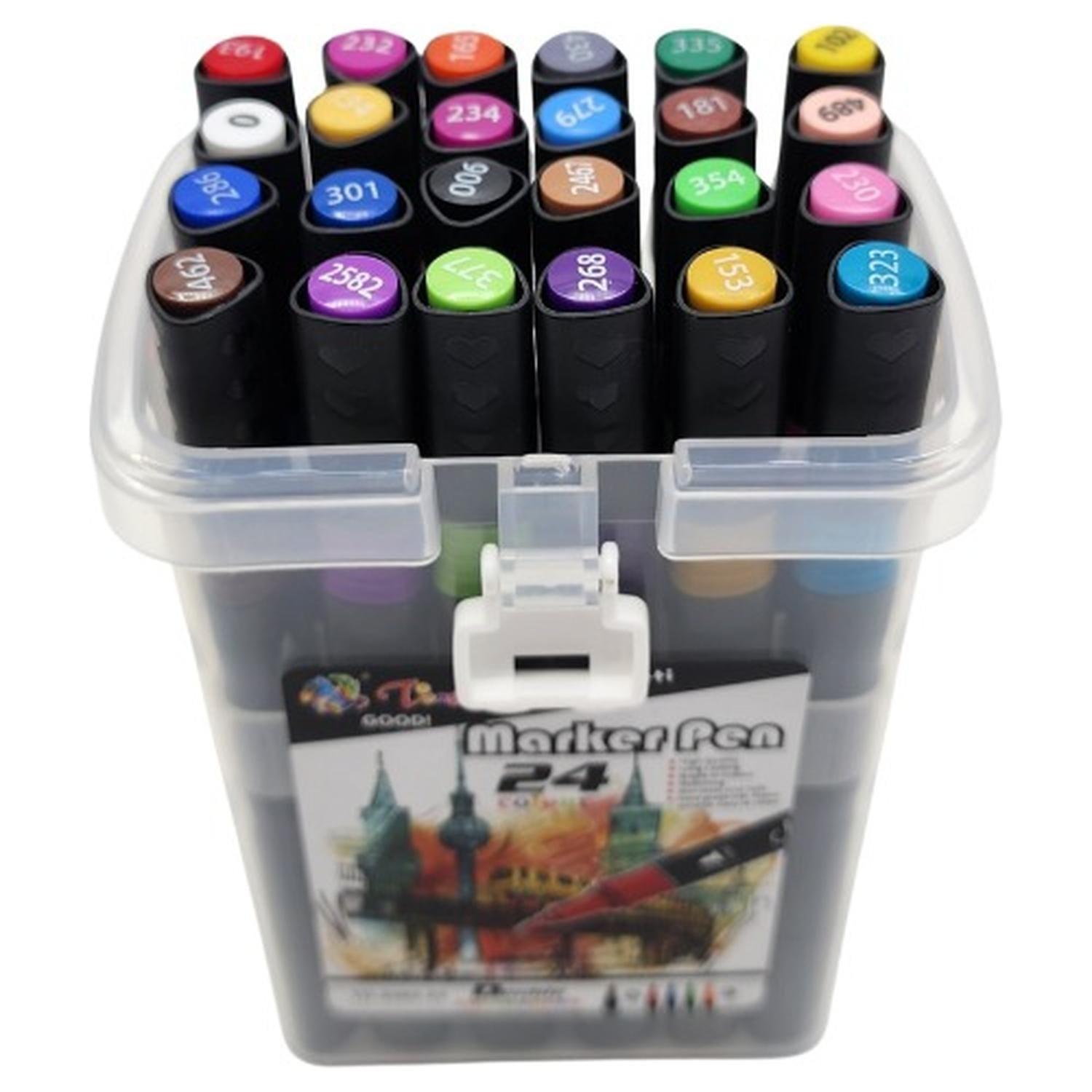 Set Marcadores Doble Punta 24 Lapices Plumones Con Maletin-6