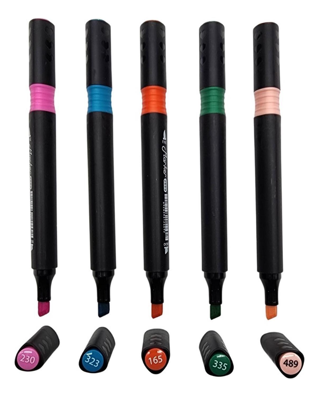 Set Marcadores Doble Punta 36 Lapices Plumones Con Maletin-5