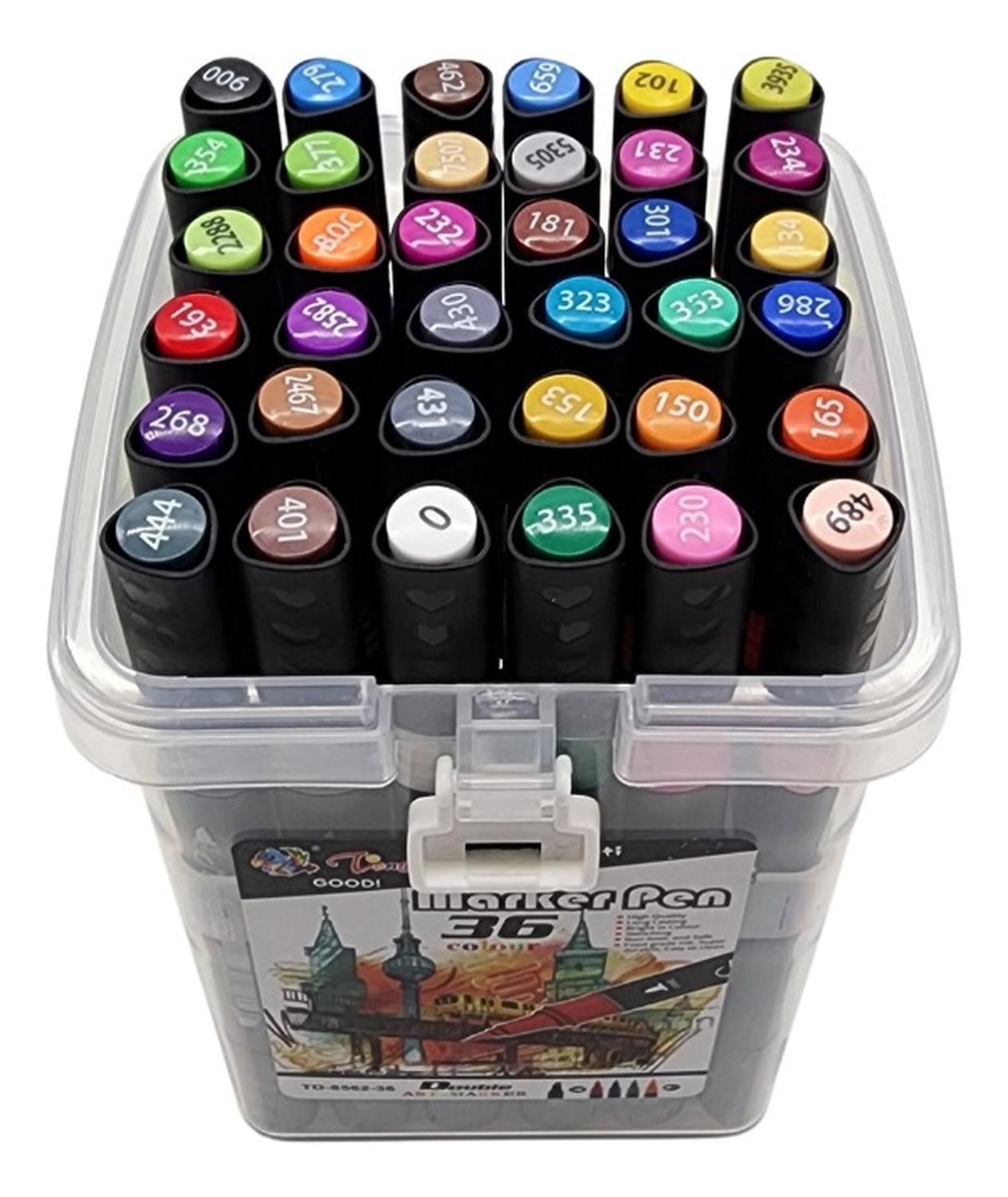 Set Marcadores Doble Punta 36 Lapices Plumones Con Maletin-6