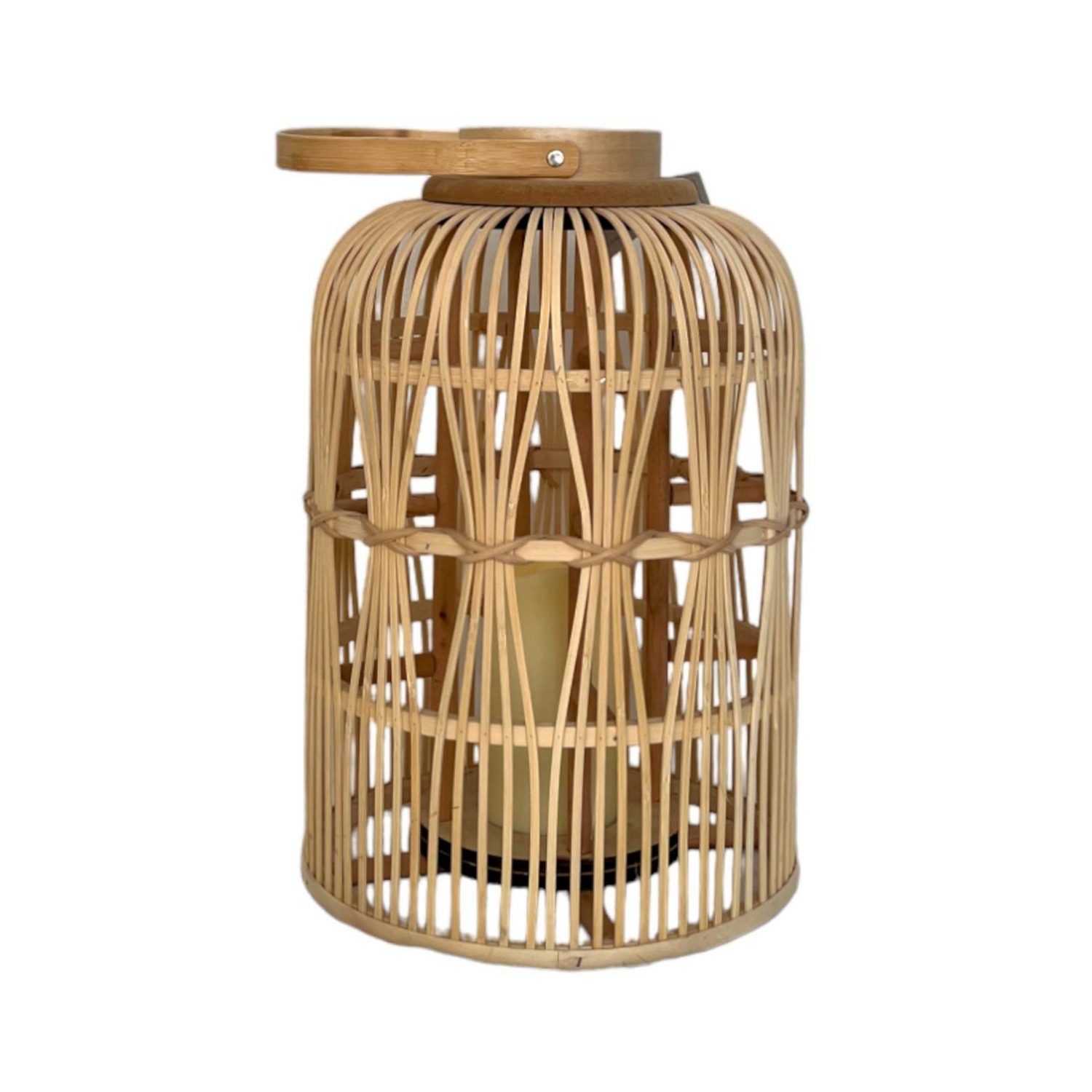 Candelabro De Bambu Natural Porta Vela Nordico Farol 30 CM-1