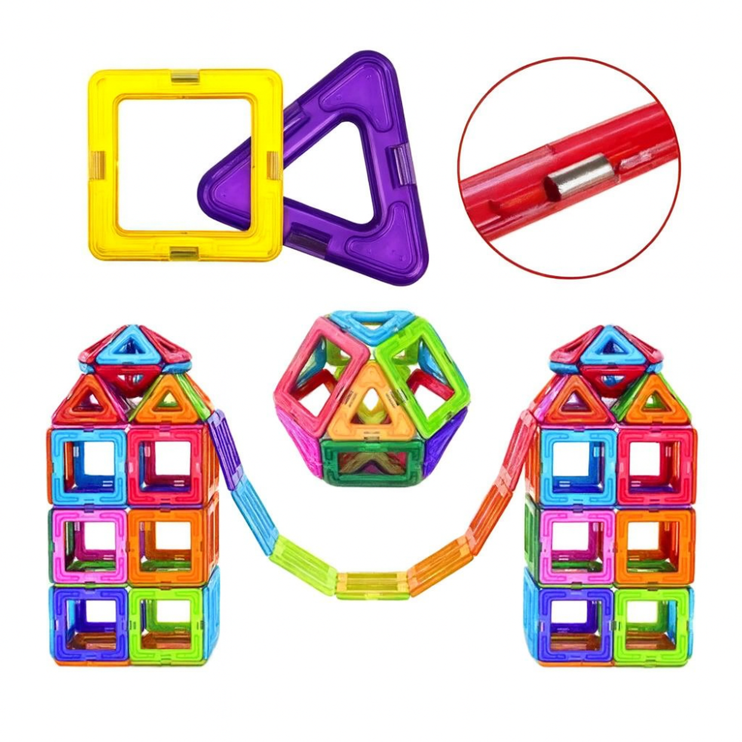 Set de Construccion Magnetico Piezas Magneticas 118 Piezas-5