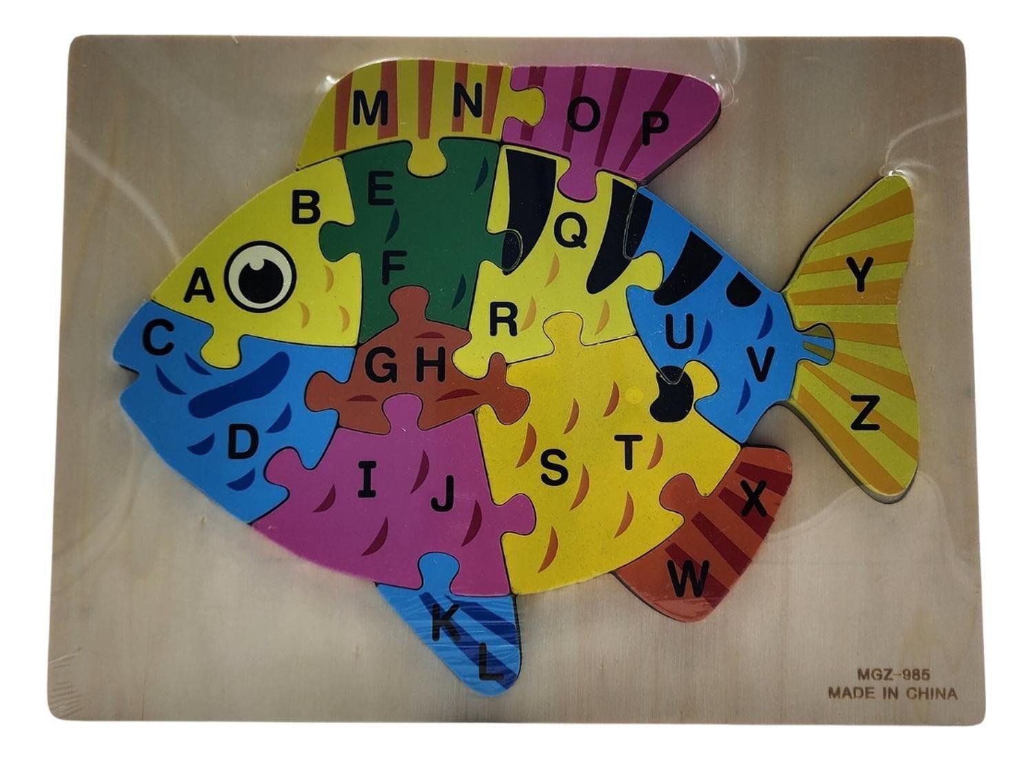 Puzzle Juego De Madera Pez Juguete Educativo-0