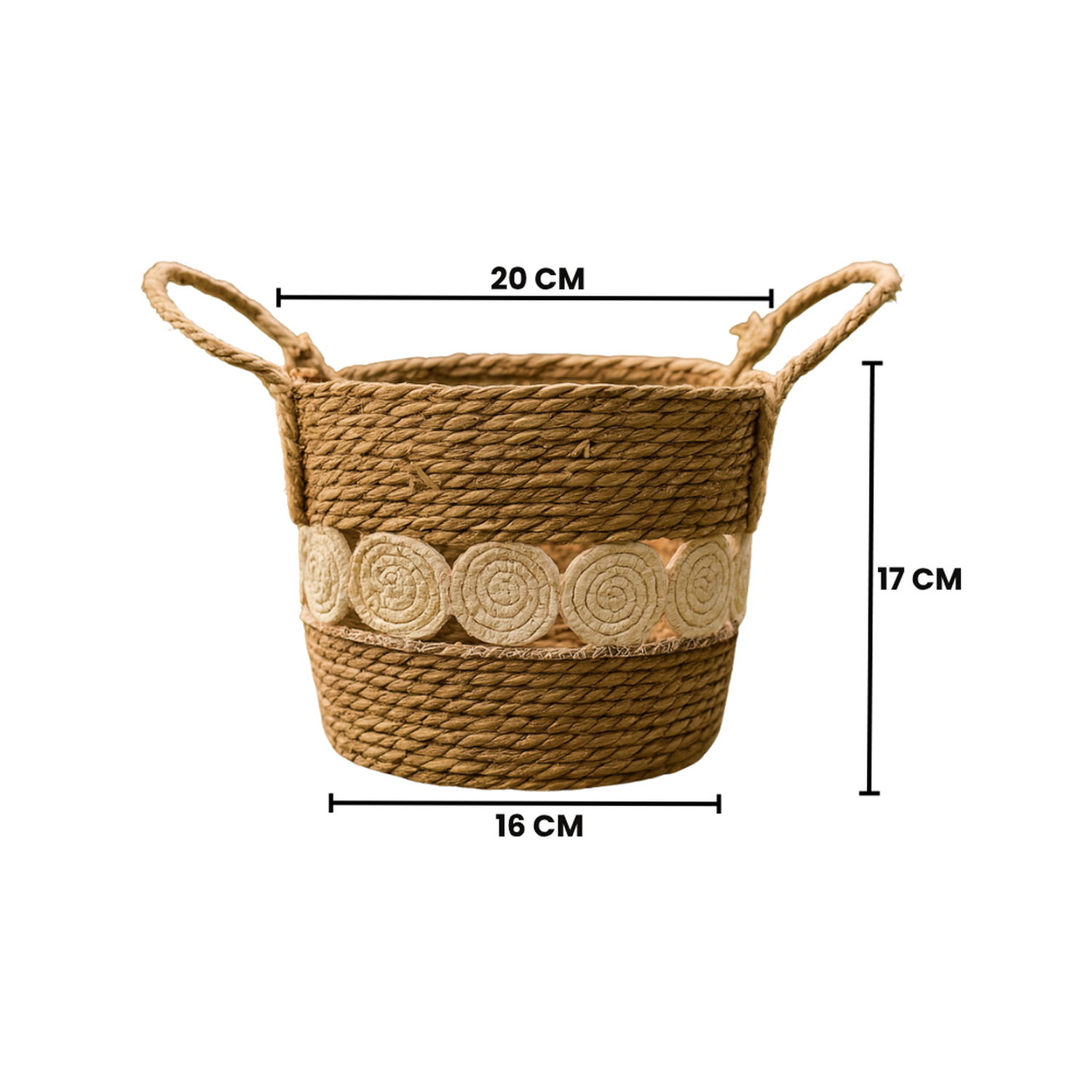 Canasto Cesta Yute Diseño Circulos Tejido Estilo Rustico S-4