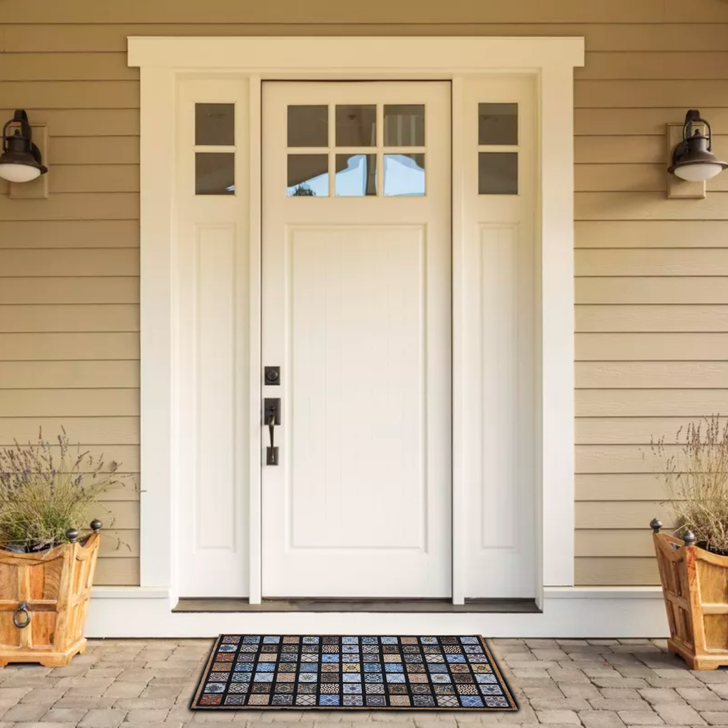 Alfombra Limpiapies Felpudo Alfombra De Entrada Cuadraditos-3