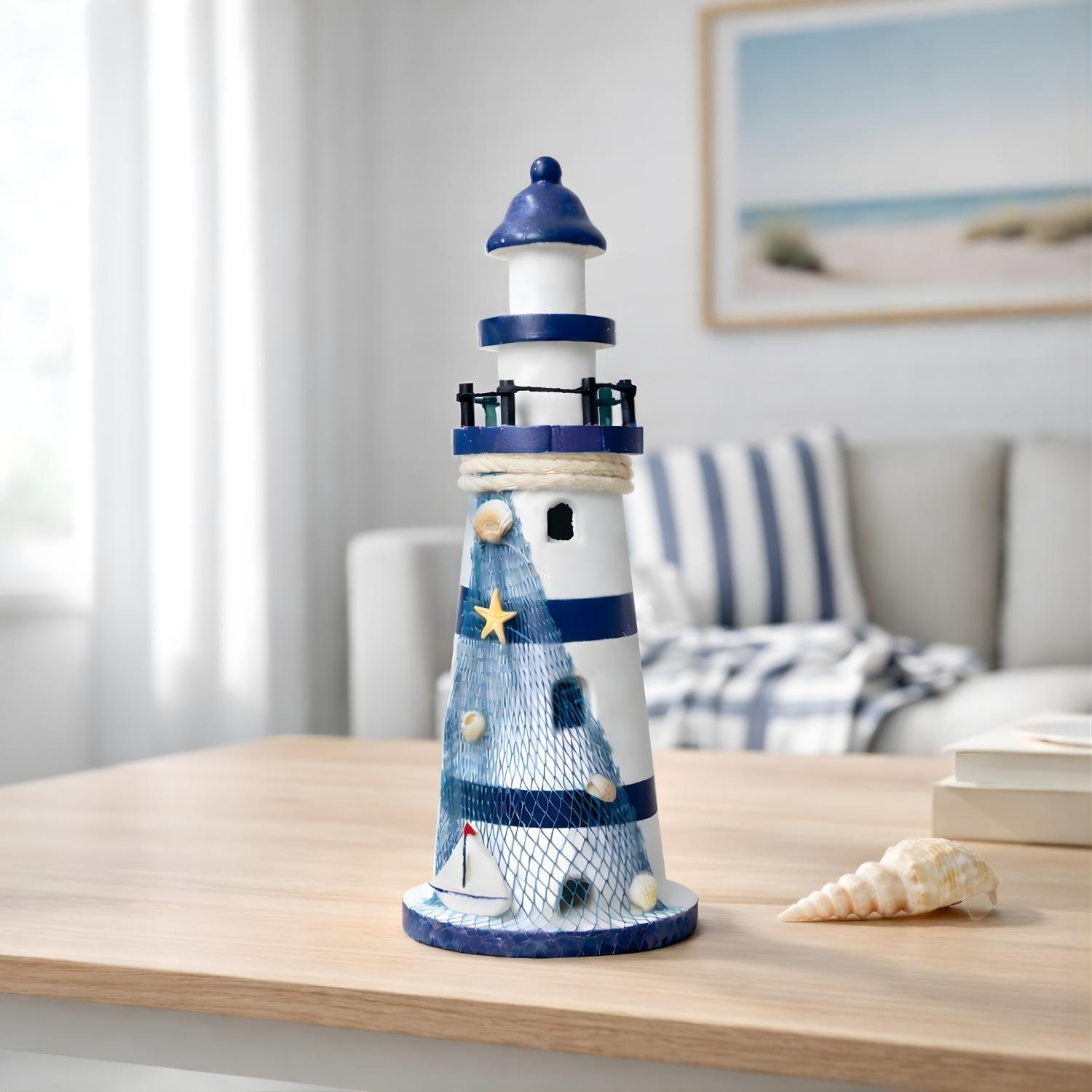 Faro Figura Decorativa Adorno Estatua De Madera Náutica-2