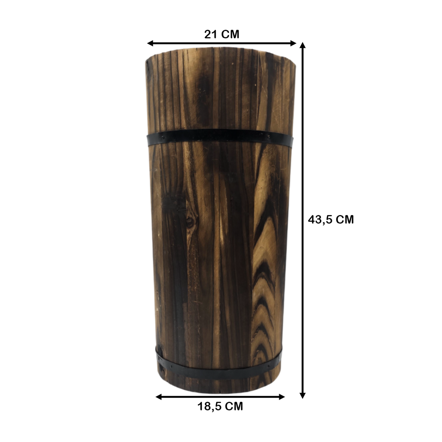 Macetero De Madera Tipo Barril Largo Alto Jardin Terraza L-2