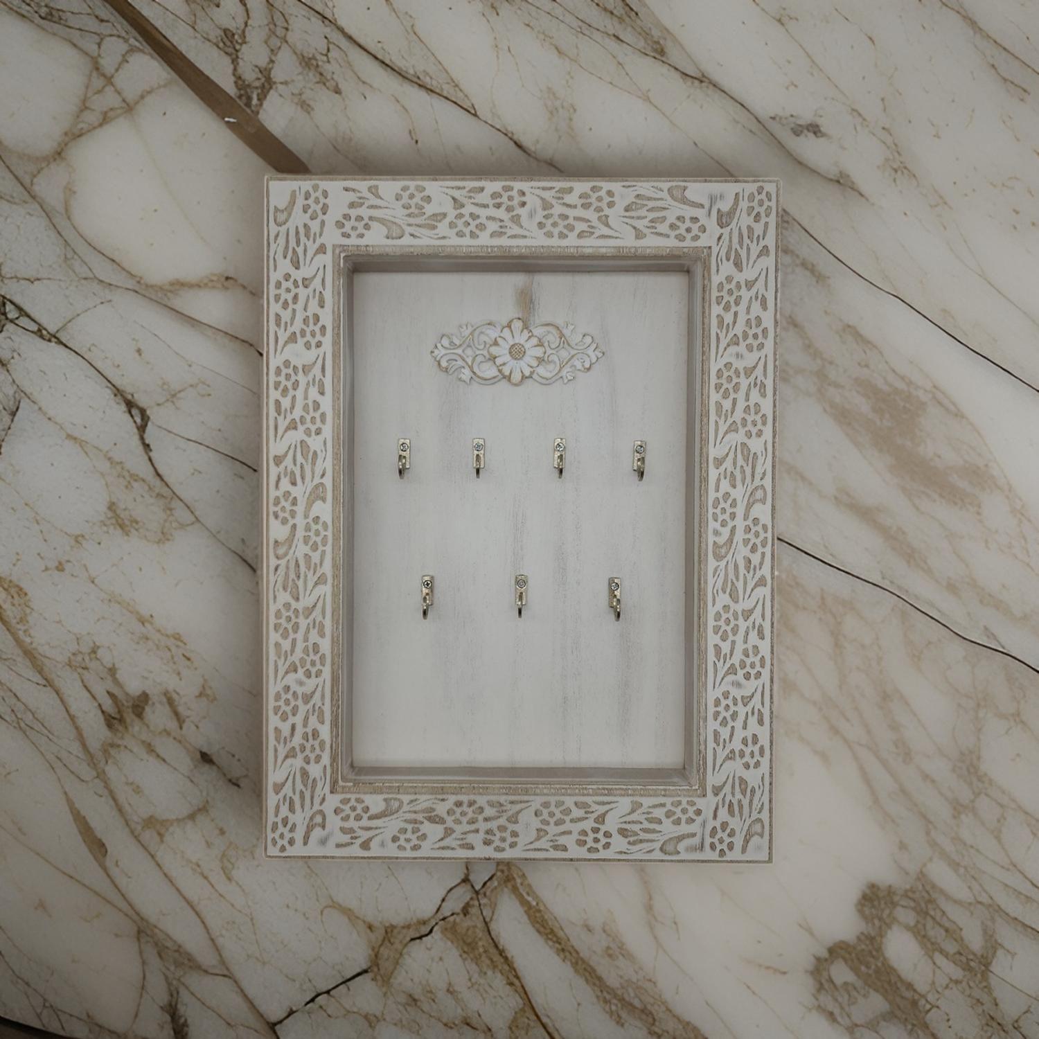Porta Llave De Madera Cuadro Colgador Para Llaves 7 Ganchos-2