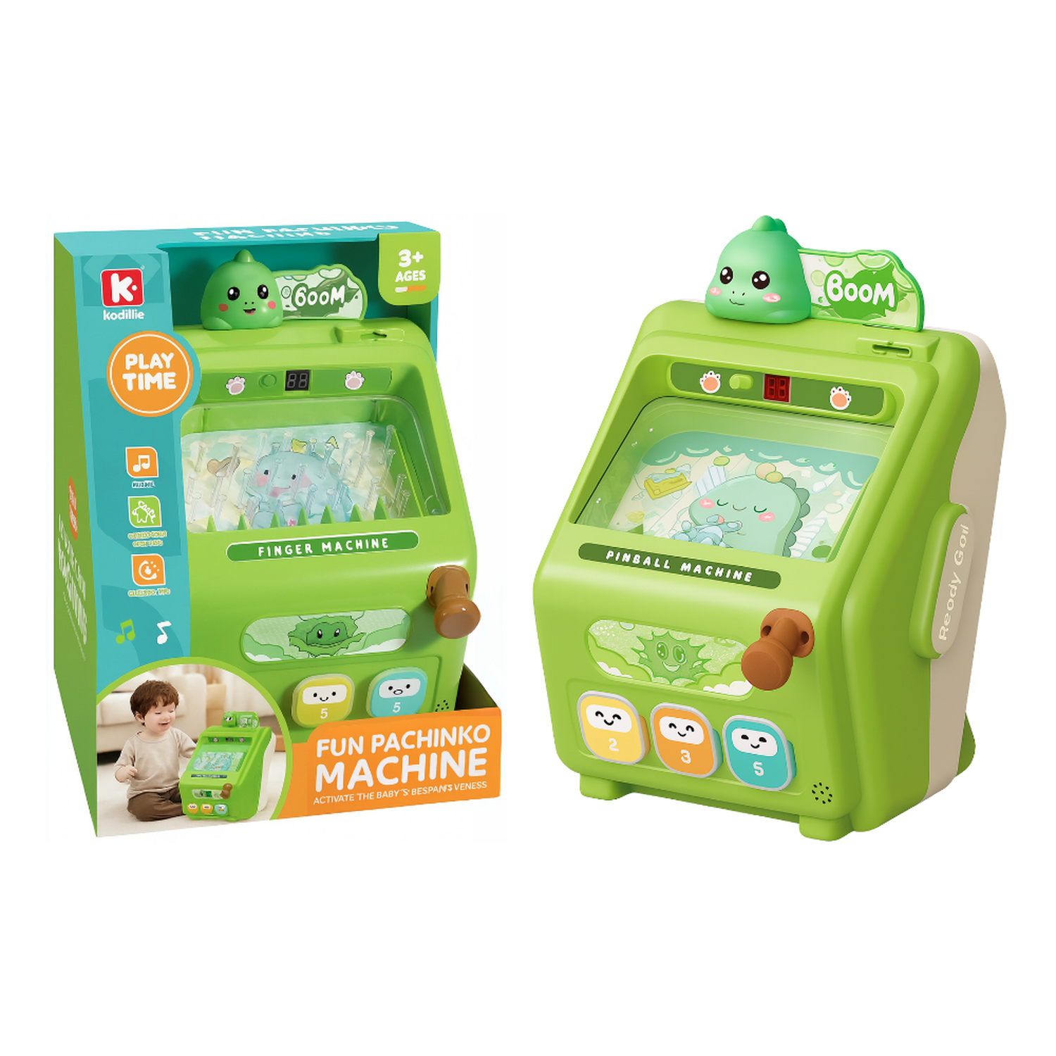 Juguete Pinball Infantil Dinosaurio Verde Kawaii Arcade Mini-4