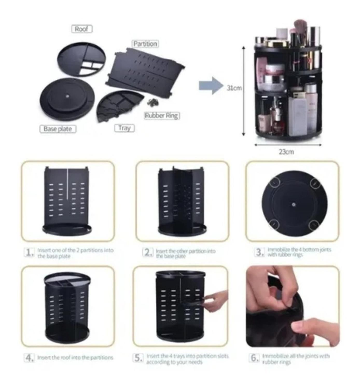 Organizador De Maquillaje Cosmetiquero Giratorio 360 Grados-3