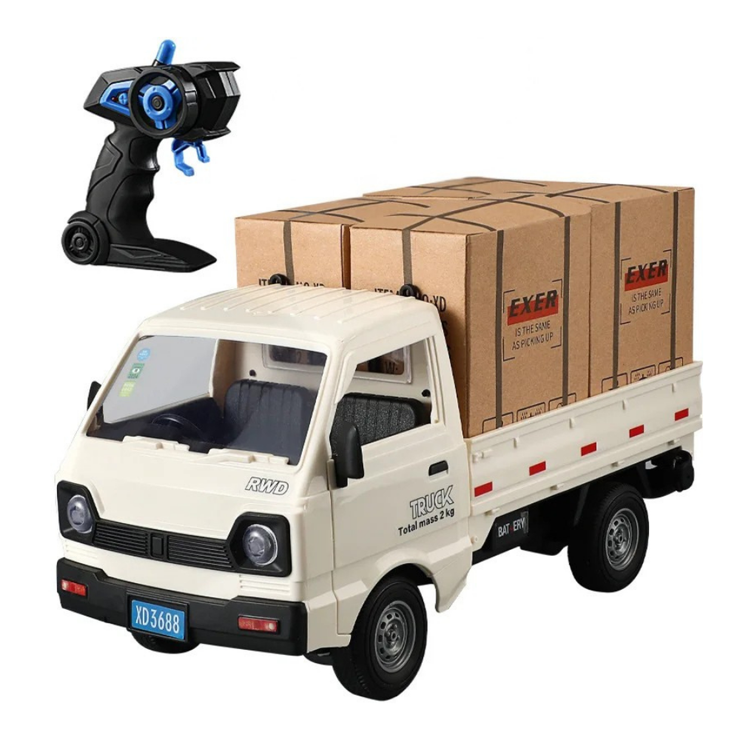 Camion 3/4 de Carga a Control Remoto Escala 1:16 Con Cajas-3