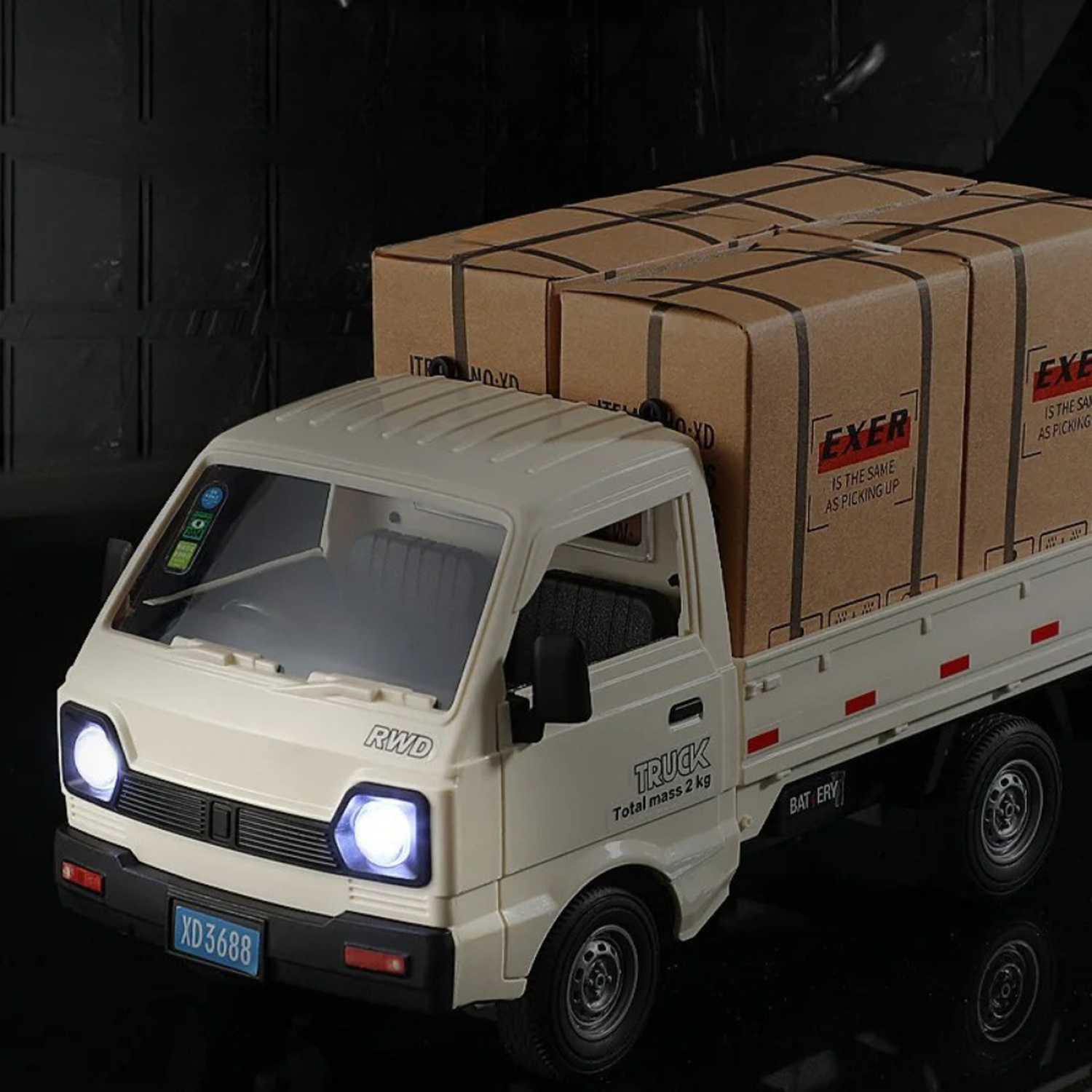 Camion 3/4 de Carga a Control Remoto Escala 1:16 Con Cajas-5