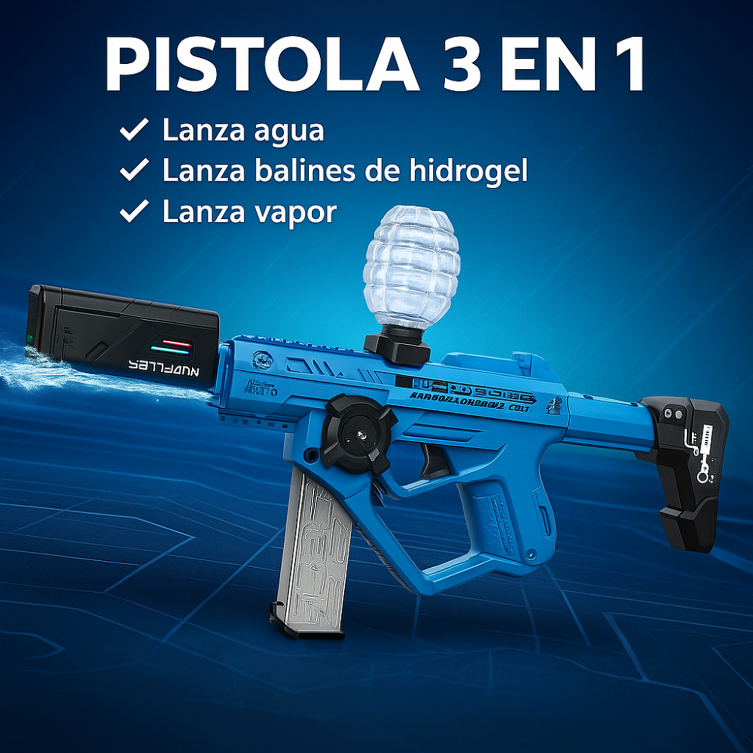 Pistola de Agua Electrica 3 En 1 Vapor Balines Hidrogel-3