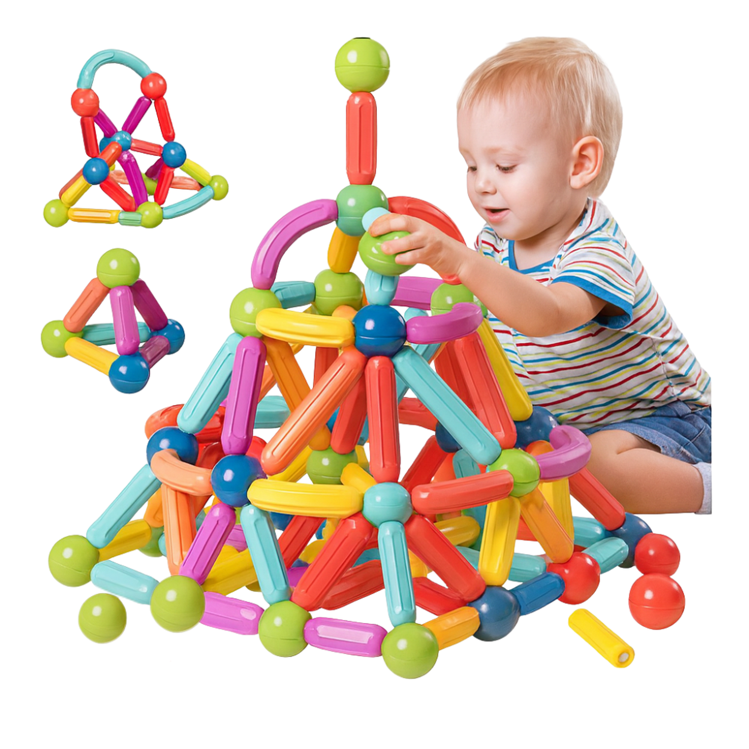 Juego Varillas de Construccion Magnetico Didactico 164 Piezas-2