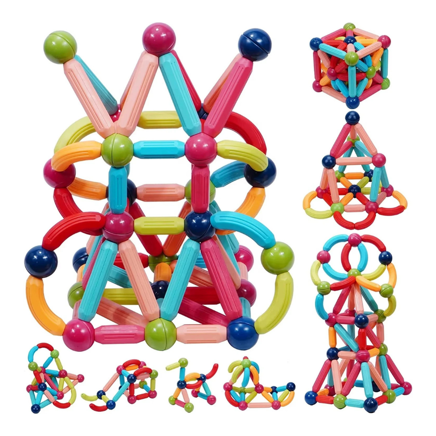 Juego Varillas de Construccion Magnetico Didactico 164 Piezas-5