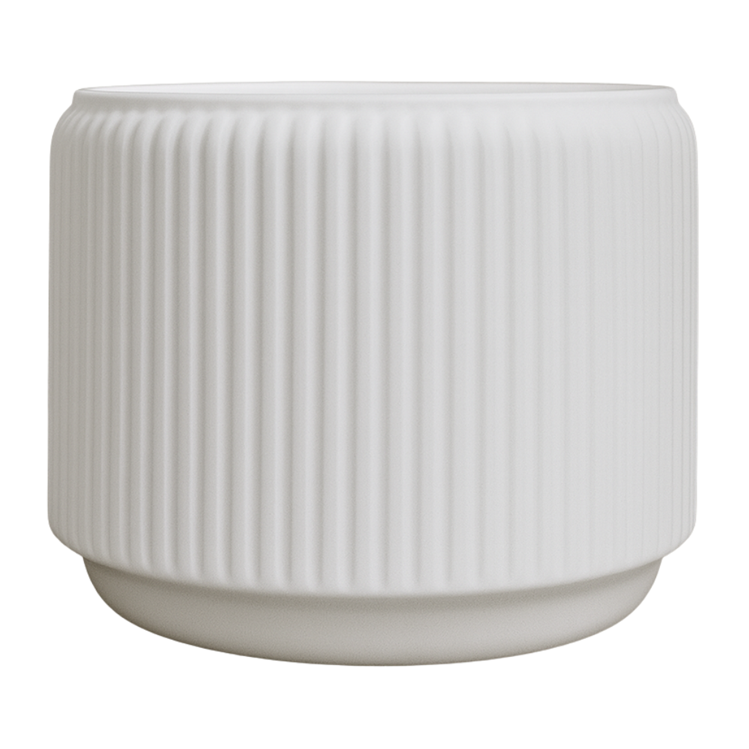 Macetero De Ceramica Blanco Mate Textura Acanalada M-0