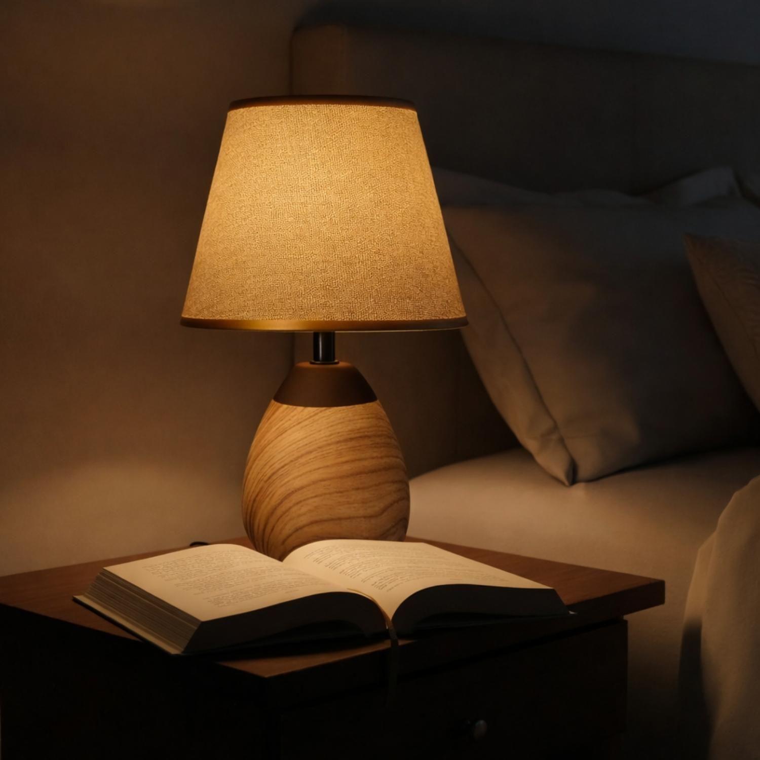 Lampara Mesa Velador Dormitorio Caramica Cafe Decorativa-3