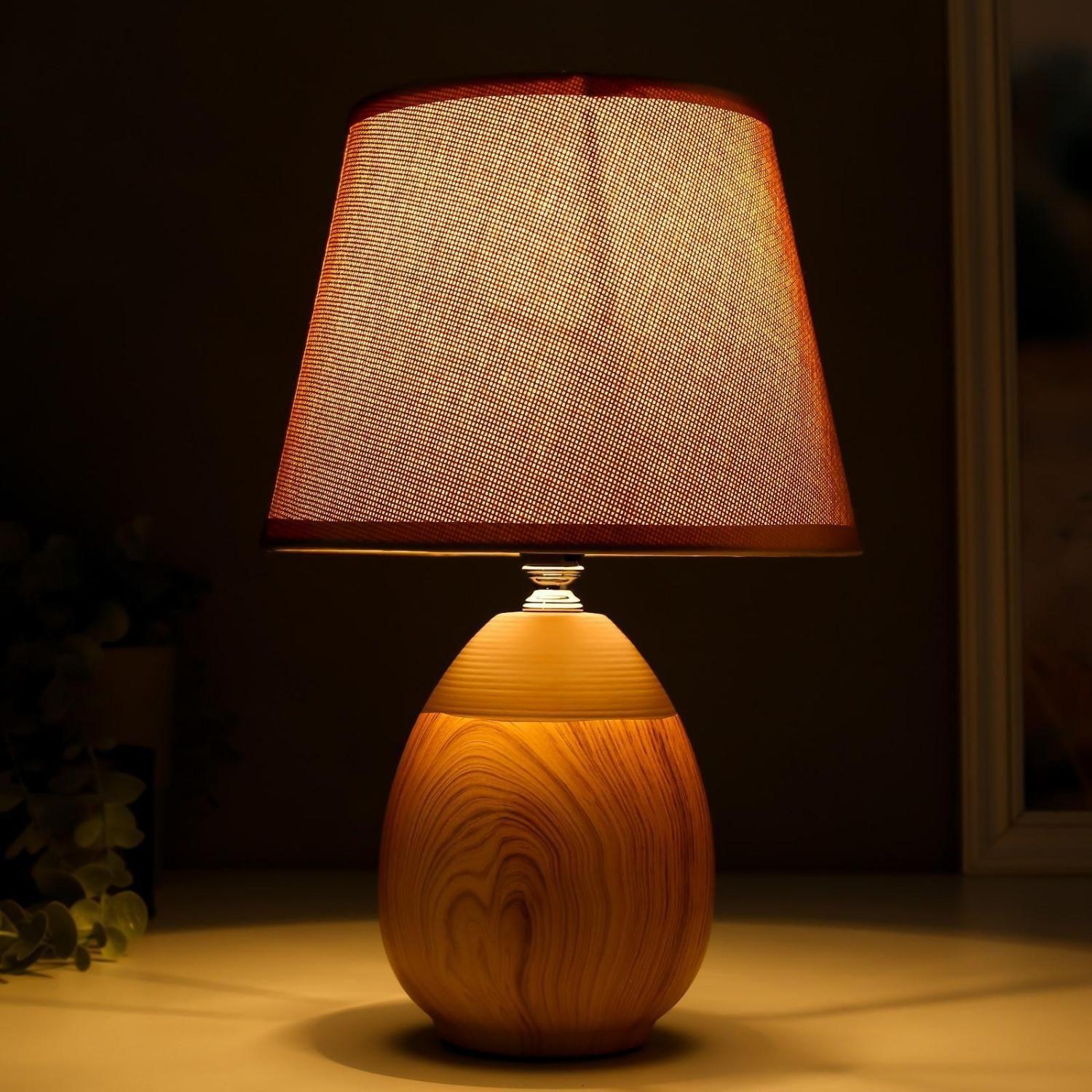 Lampara Mesa Velador Dormitorio Caramica Cafe Decorativa-7