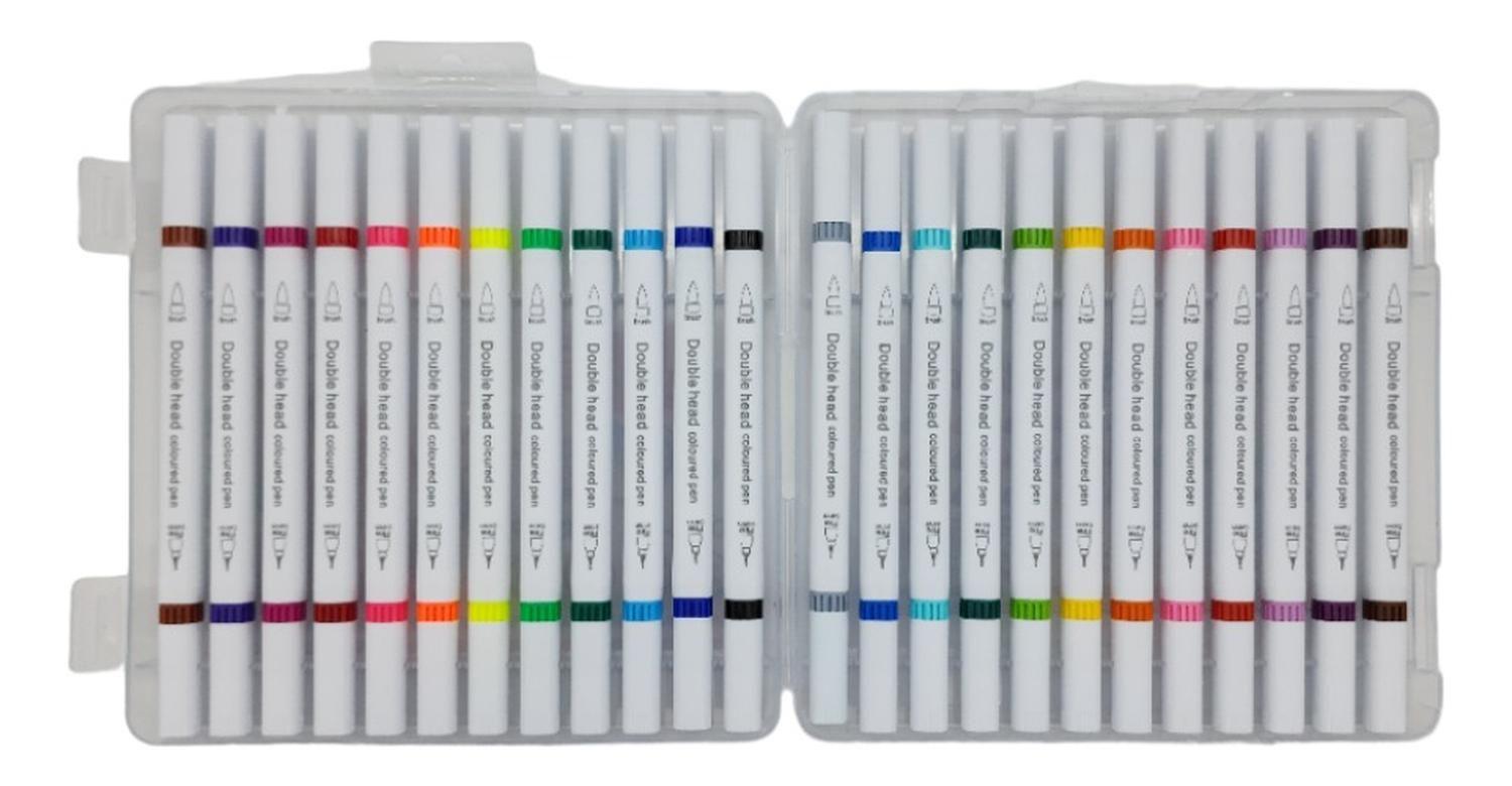 Set Marcadores Doble Punta 24 Lapices Plumones Watercolor-2