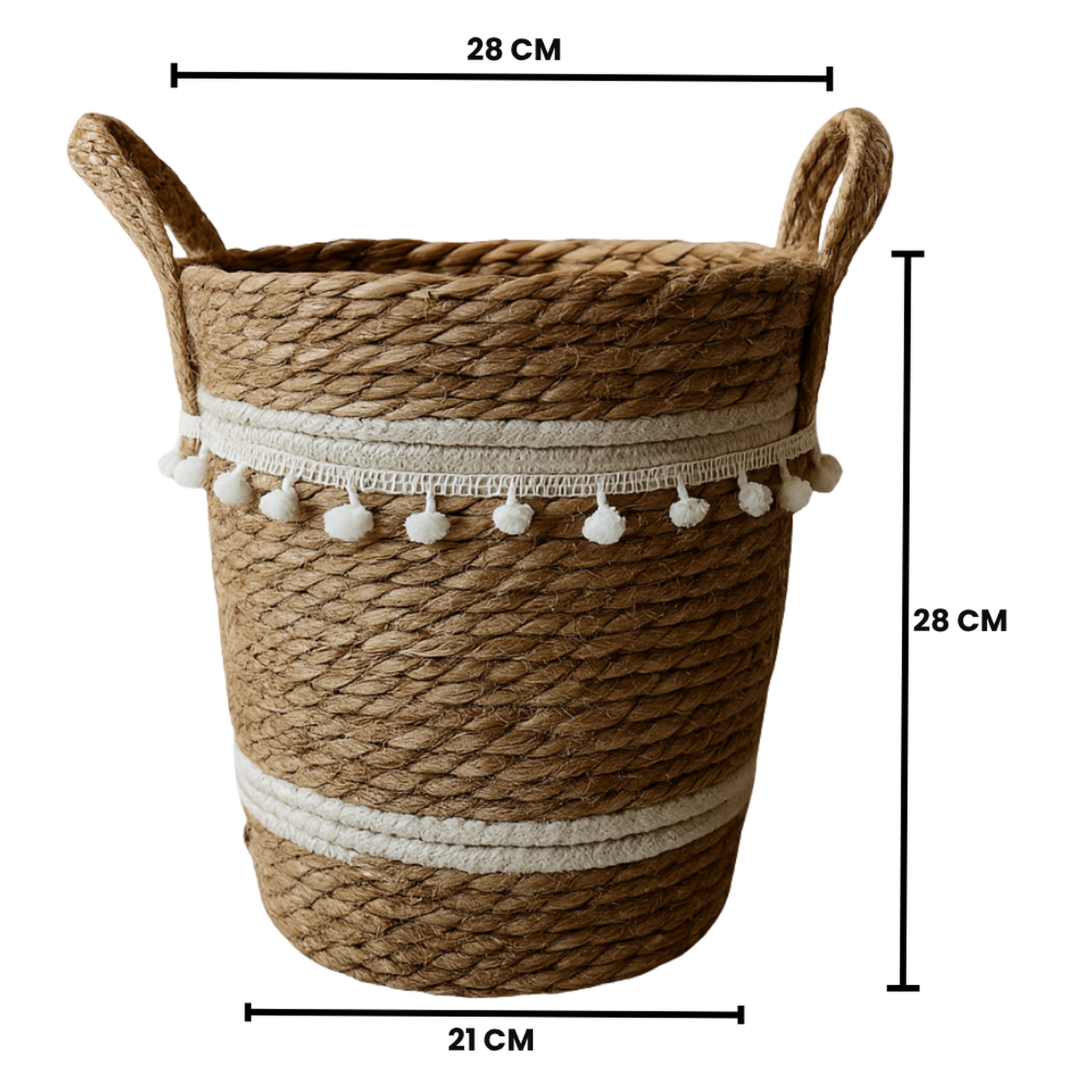 Canasto Cesta Yute Diseño Algodón Tejido Estilo Rustico M-3