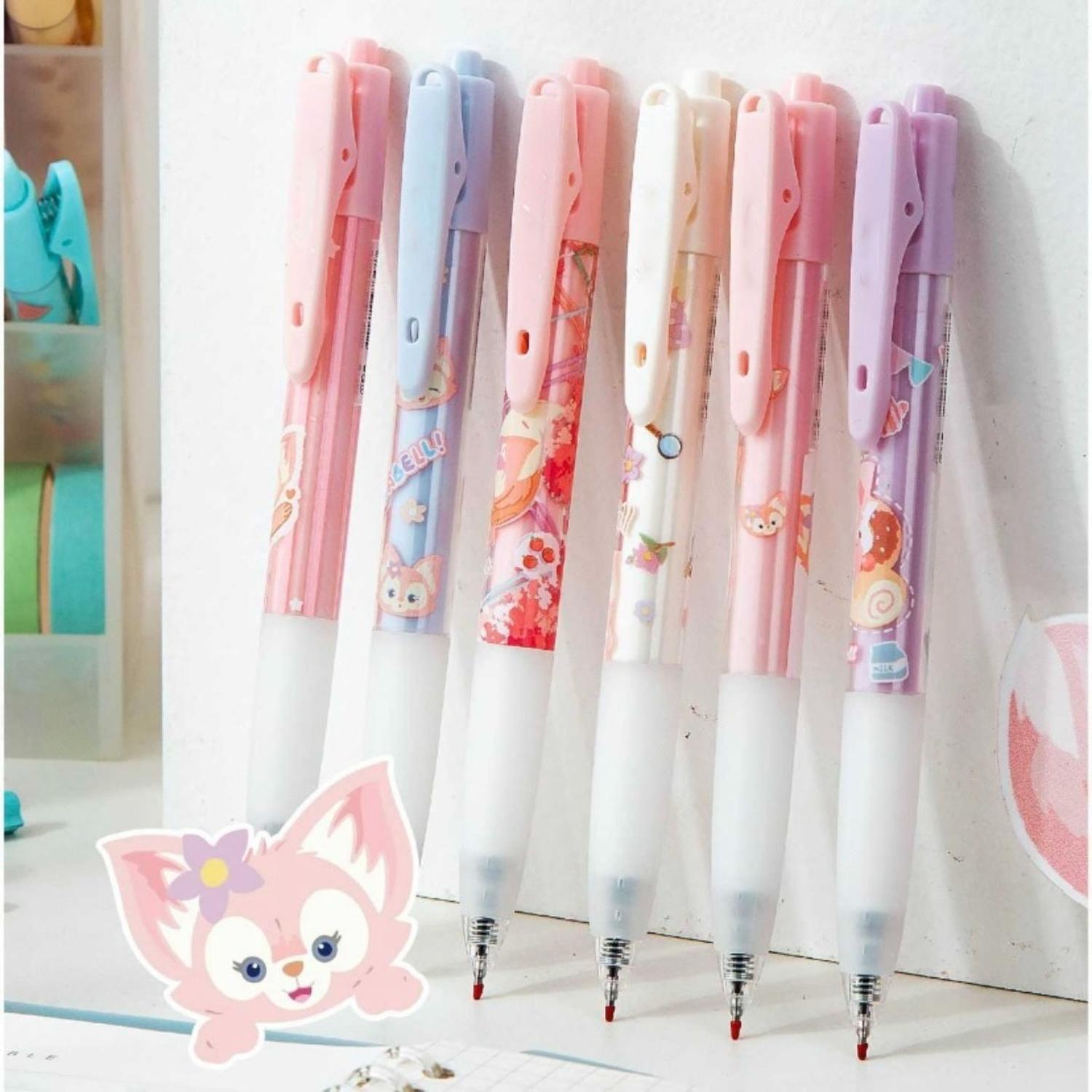 Set 6 Lapices Estilo Boligrafos Kawaii Lineball Rosados-1