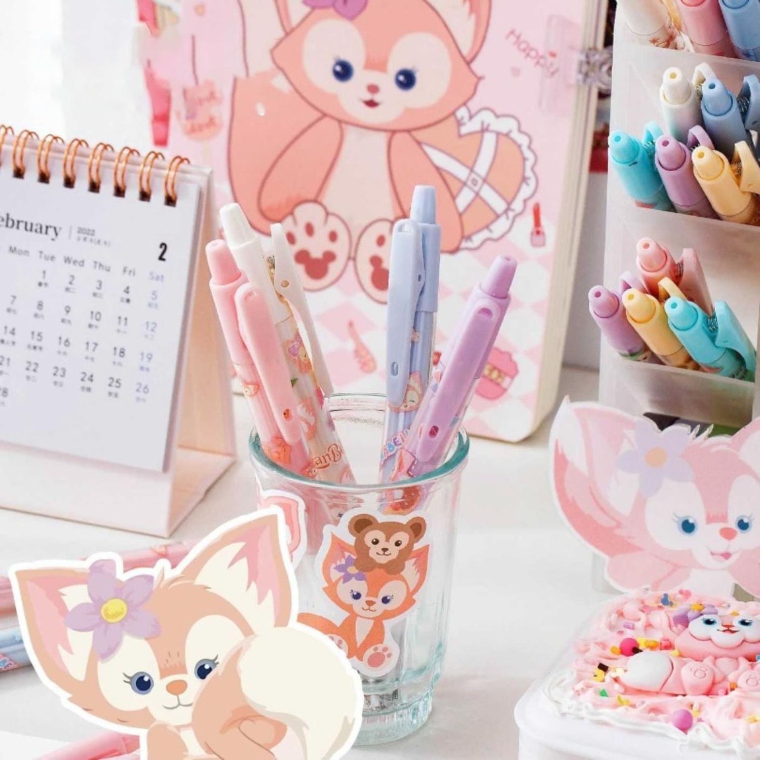Set 6 Lapices Estilo Boligrafos Kawaii Lineball Rosados-3