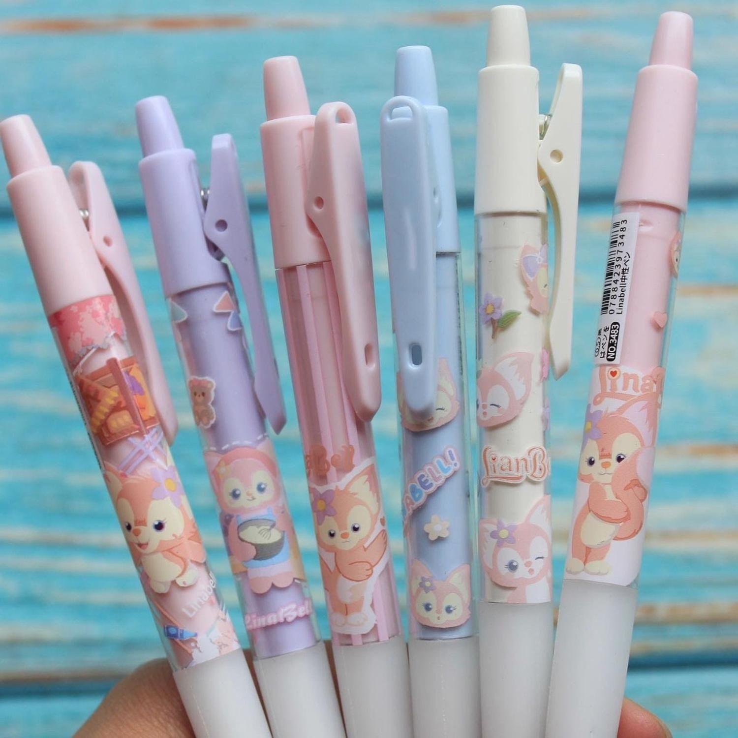 Set 6 Lapices Estilo Boligrafos Kawaii Lineball Rosados-4