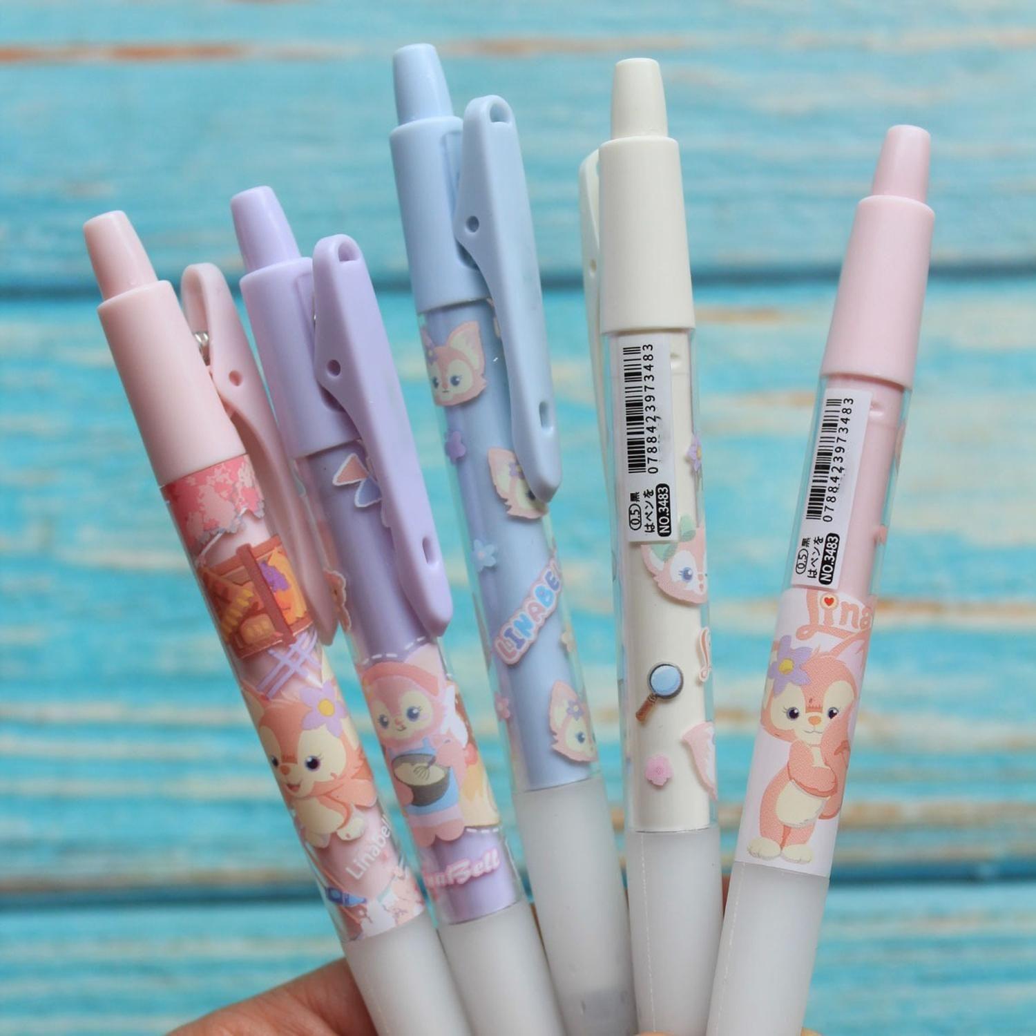 Set 6 Lapices Estilo Boligrafos Kawaii Lineball Rosados-5