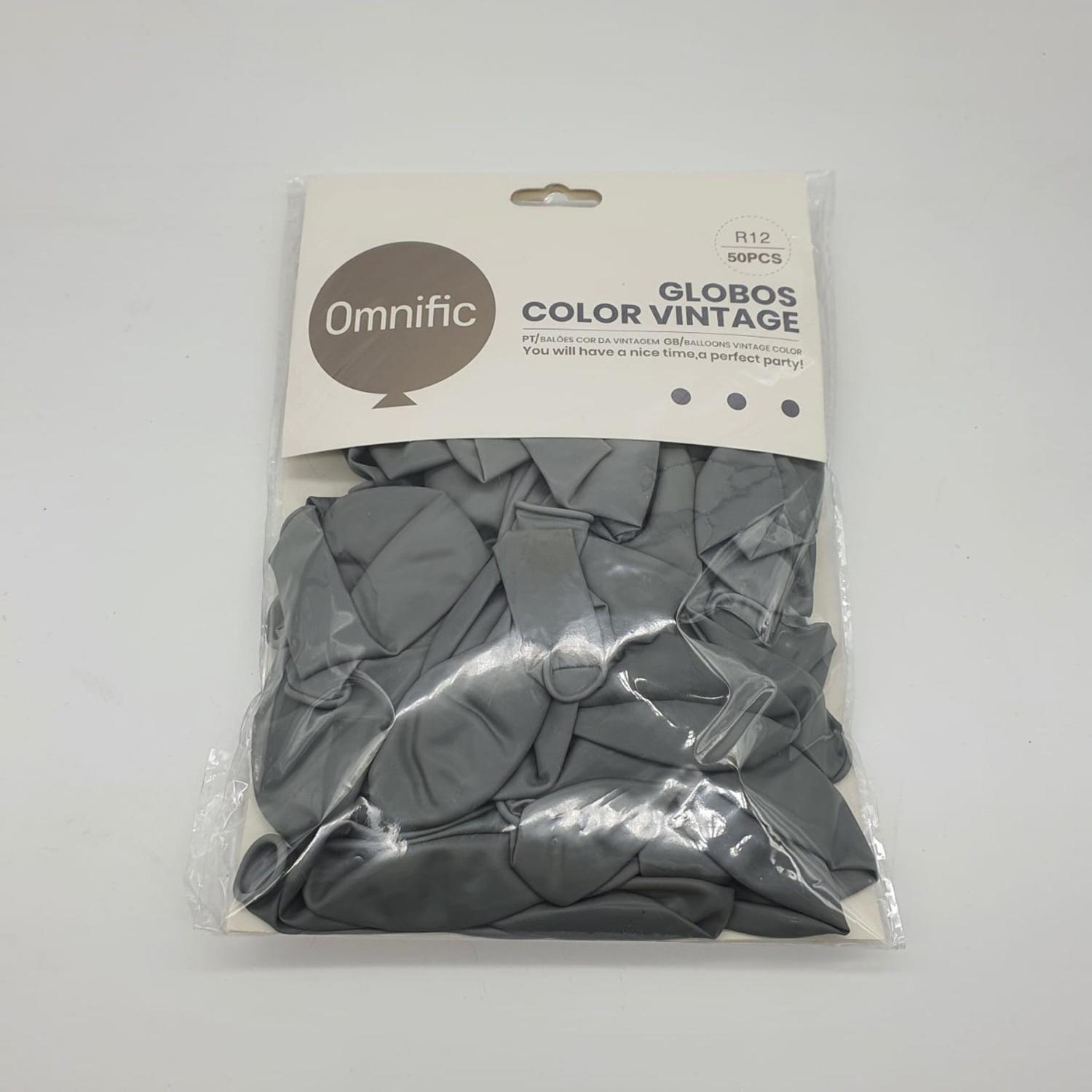 Globos Color Gris Vintage 50 Unidades Tamaño R12-1