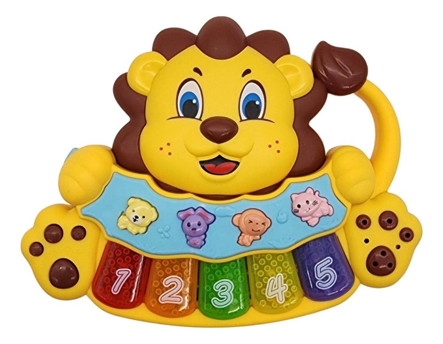 Juguete Piano Musical Con Luces Sonidos Animales Forma Leon-0