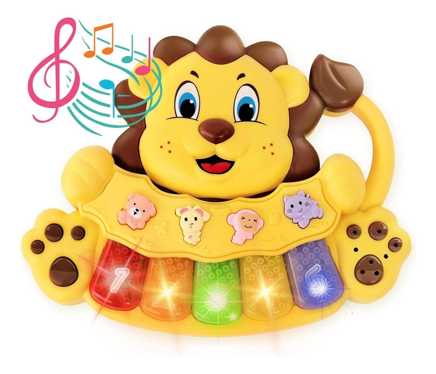 Juguete Piano Musical Con Luces Sonidos Animales Forma Leon-1
