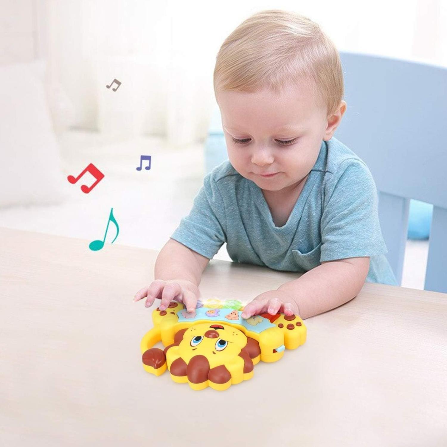 Juguete Piano Musical Con Luces Sonidos Animales Forma Leon-6