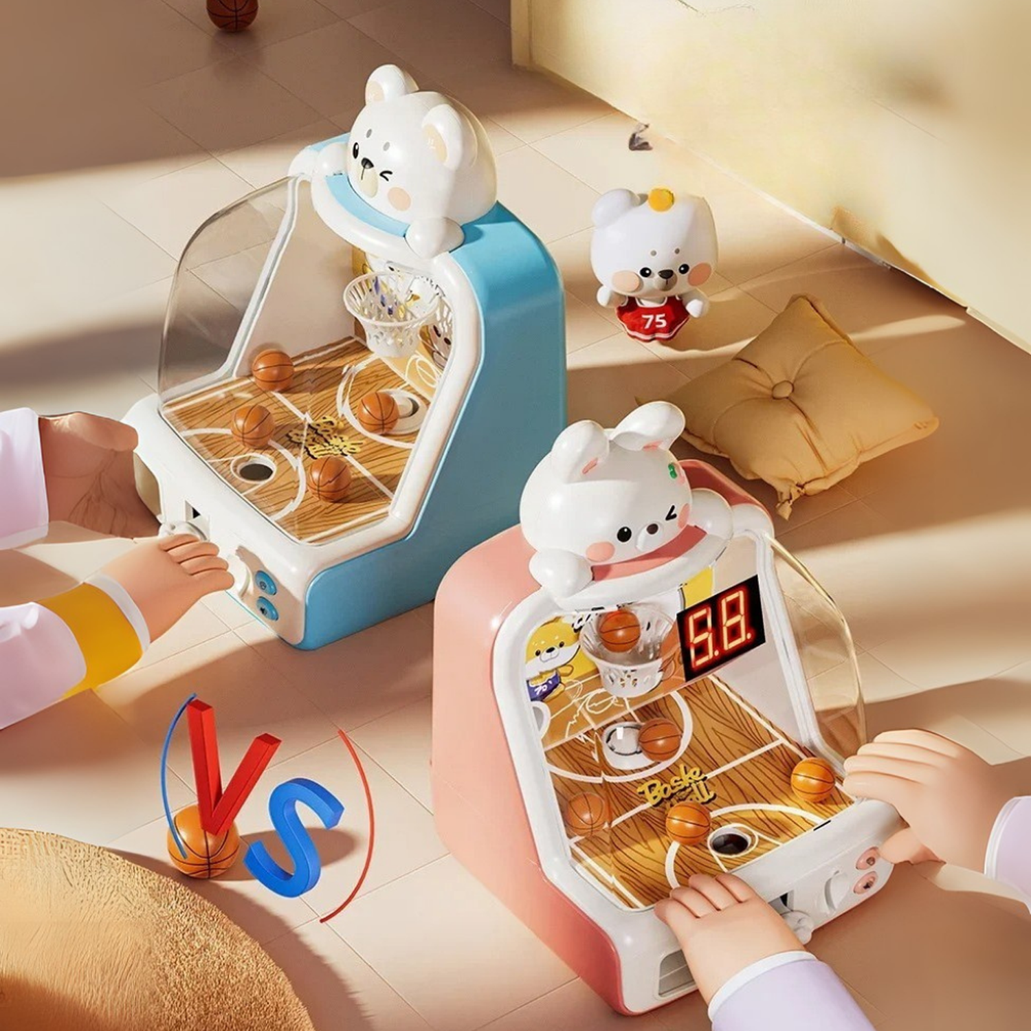 Maquina Arcade Infantil Mini Juego Baloncesto Con Fichas-3