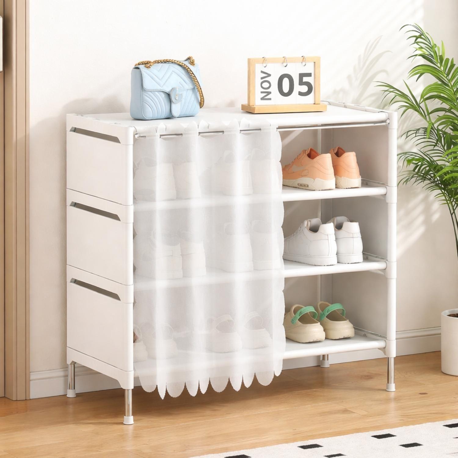 Zapatero Organizador Estante Armable 3 Niveles Mueble Blanco-5