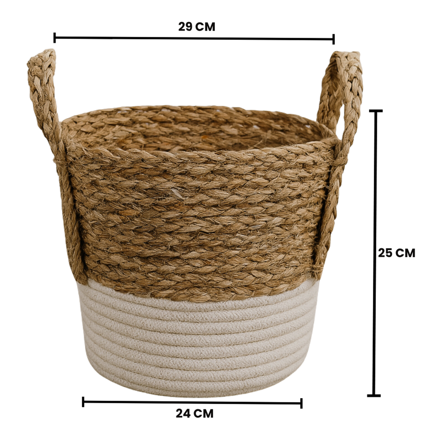 Canastos Cesta Algodón Tejido Nudo Color Blanco Asas XL-4
