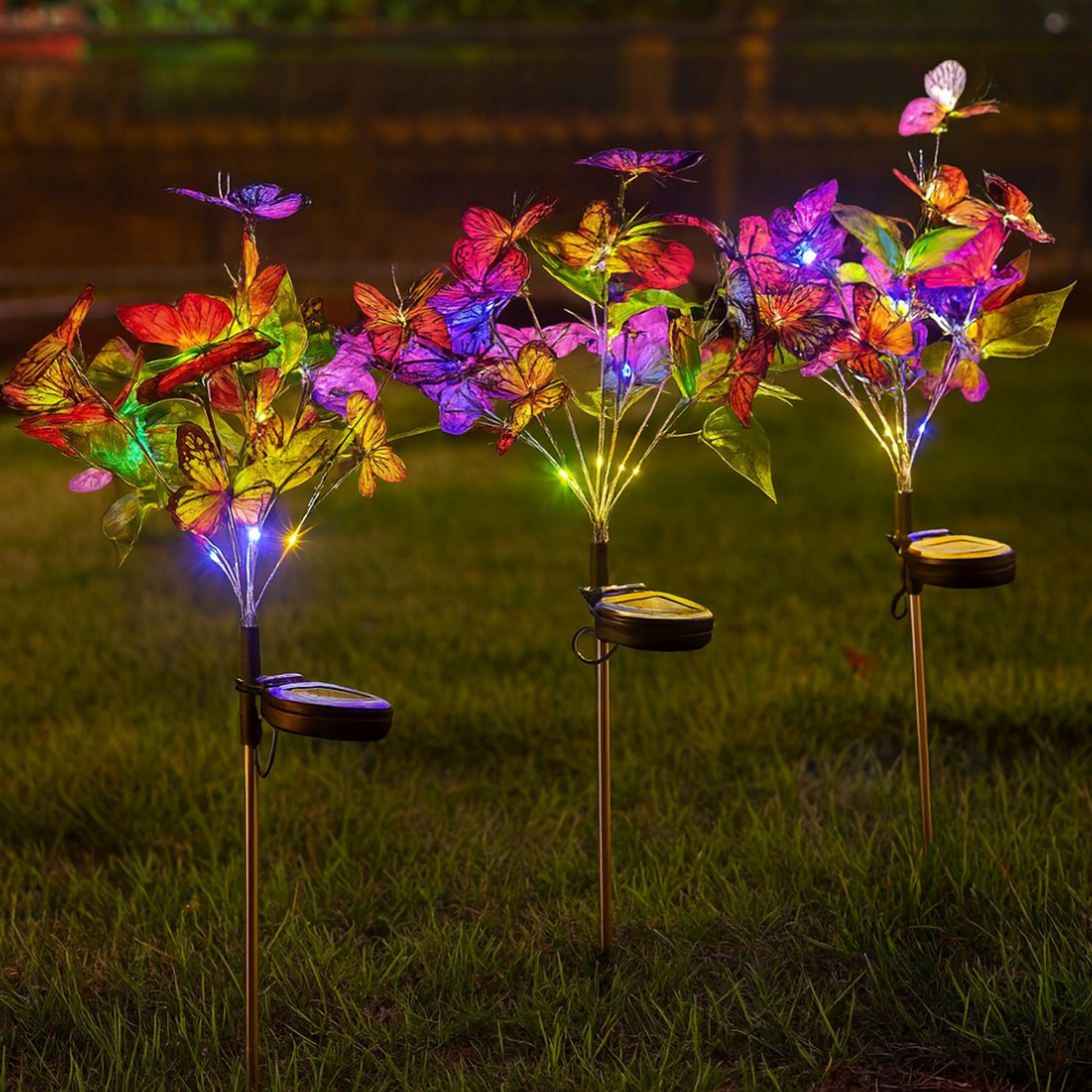 Set 2 Luces Solares Jardin Decorativas Mariposas Multicolor-3