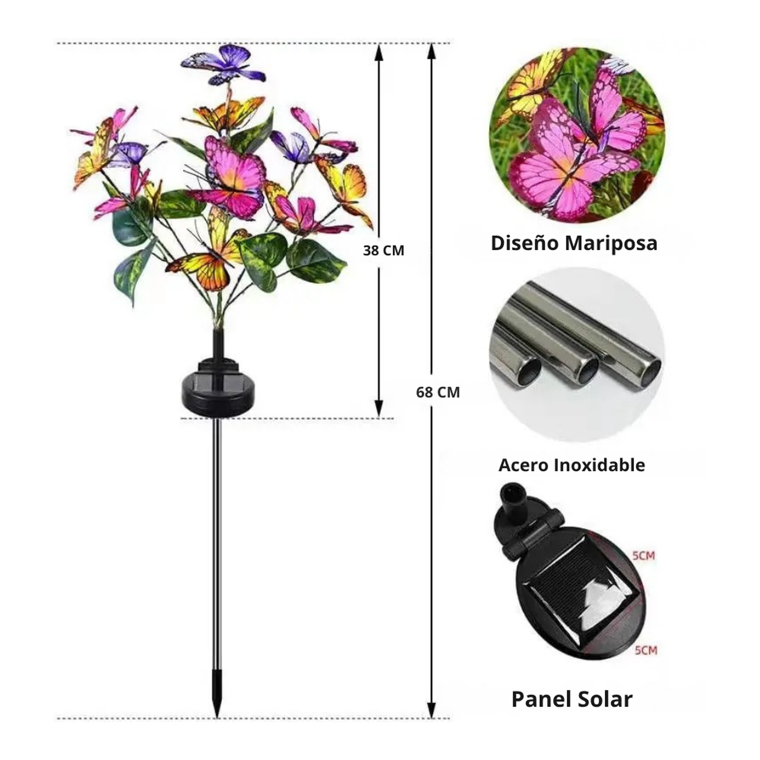 Set 2 Luces Solares Jardin Decorativas Mariposas Multicolor-6