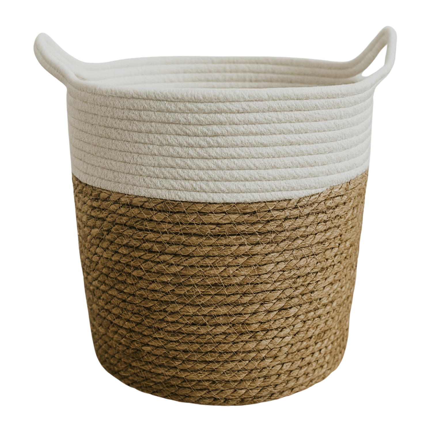 Canasto Cesta Yute Algodón Tejido Estilo Rustico Con Asas L-0