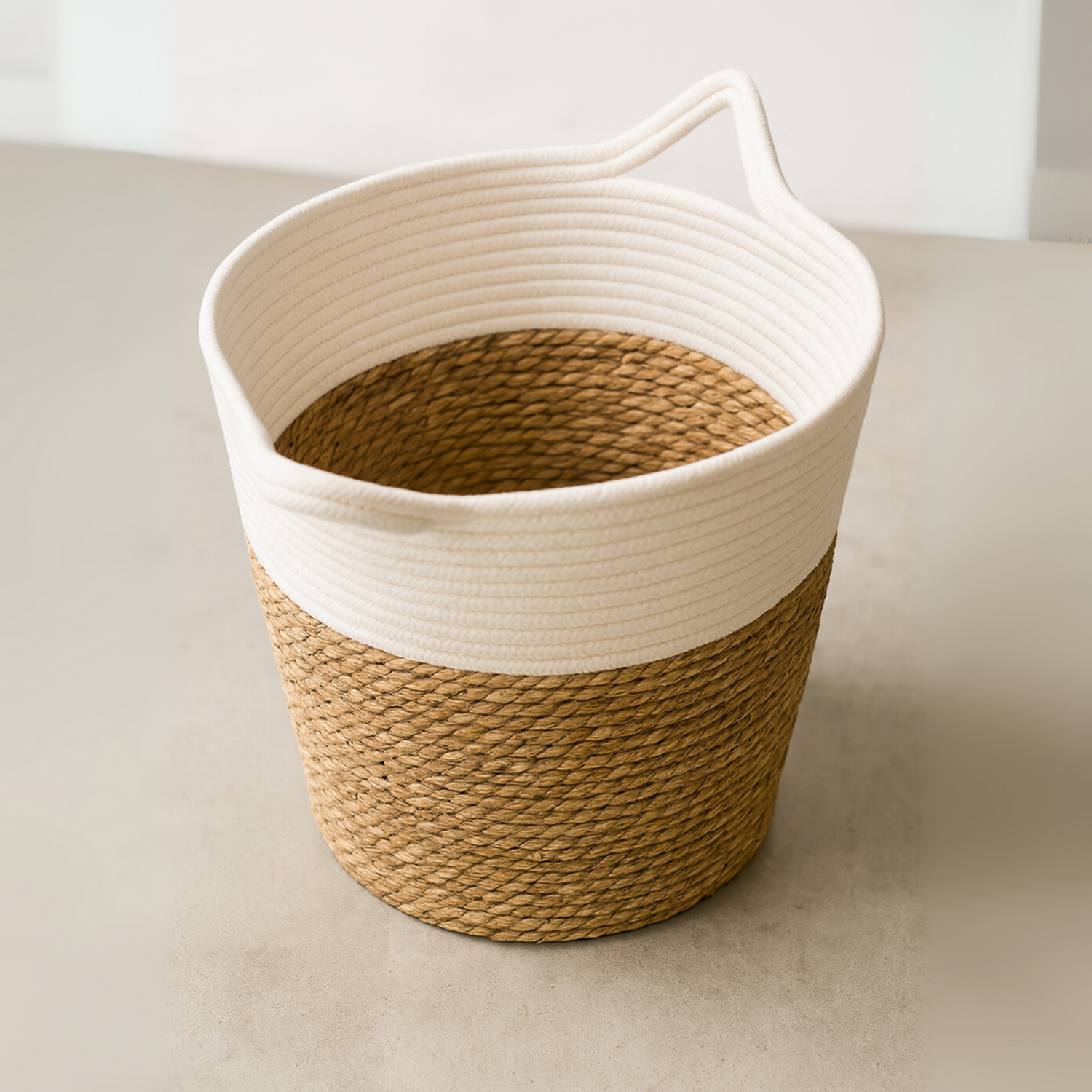 Canasto Cesta Yute Algodón Tejido Estilo Rustico Con Asas L-4