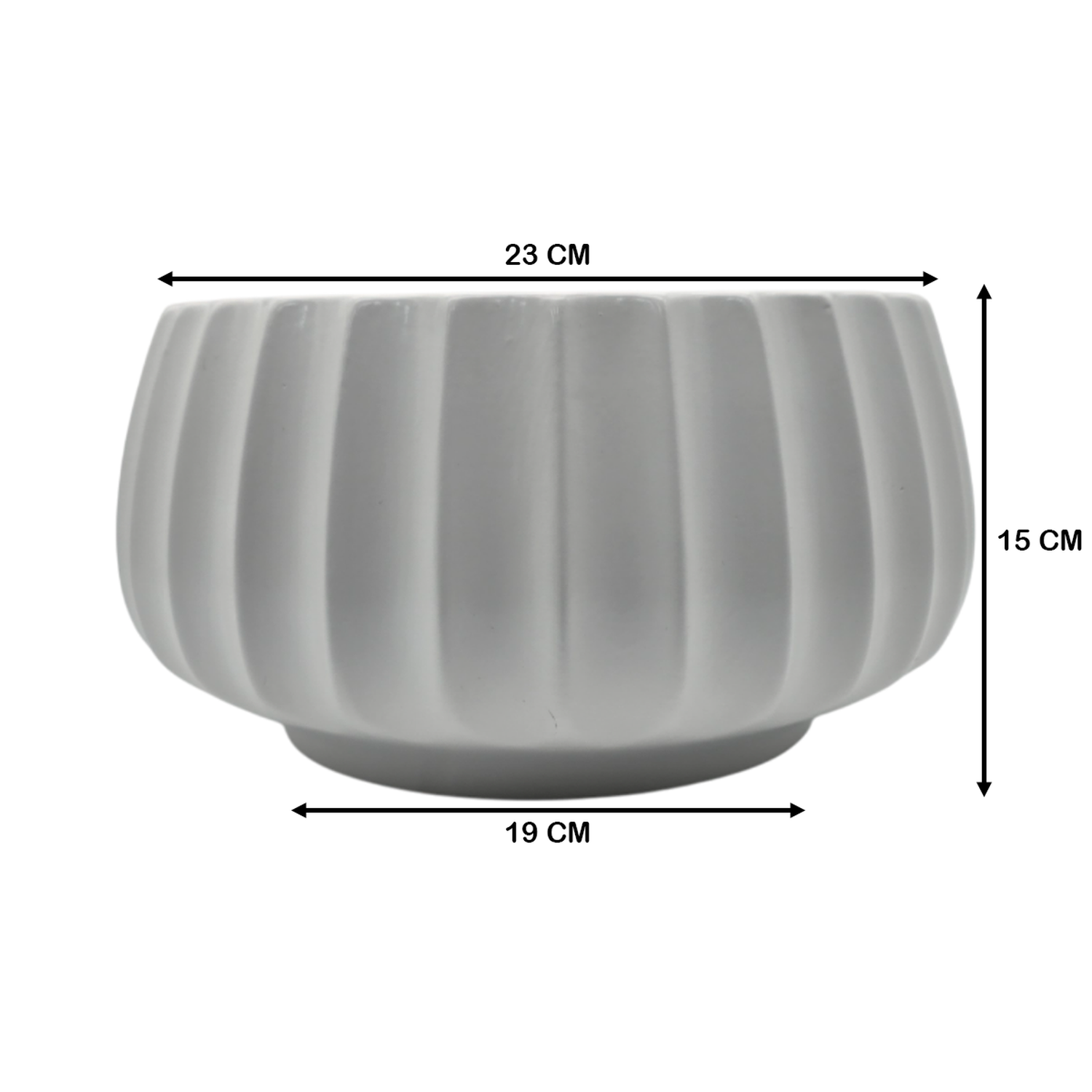 Macetero Maceta De Ceramica Copon Ranurado Blanco Brillante-7