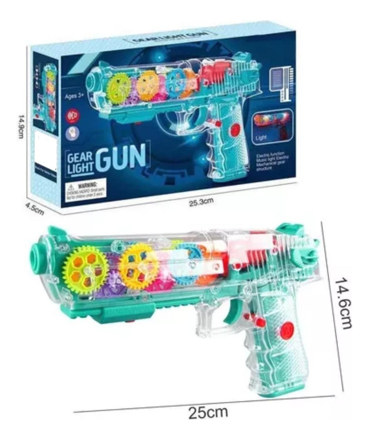 Pistola De Juguete Con Engranaje Luz Y Sonido Transparente-1