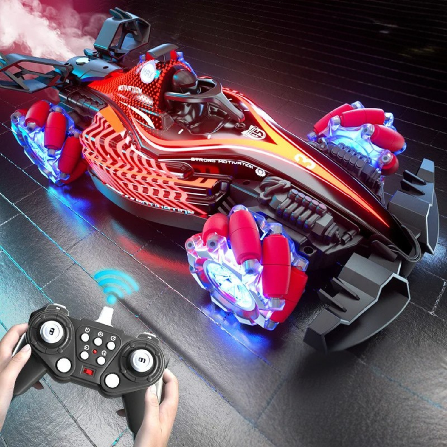 Auto a Control Remoto RC F1 Con Vapor Luz y Giros Stunt Car-2