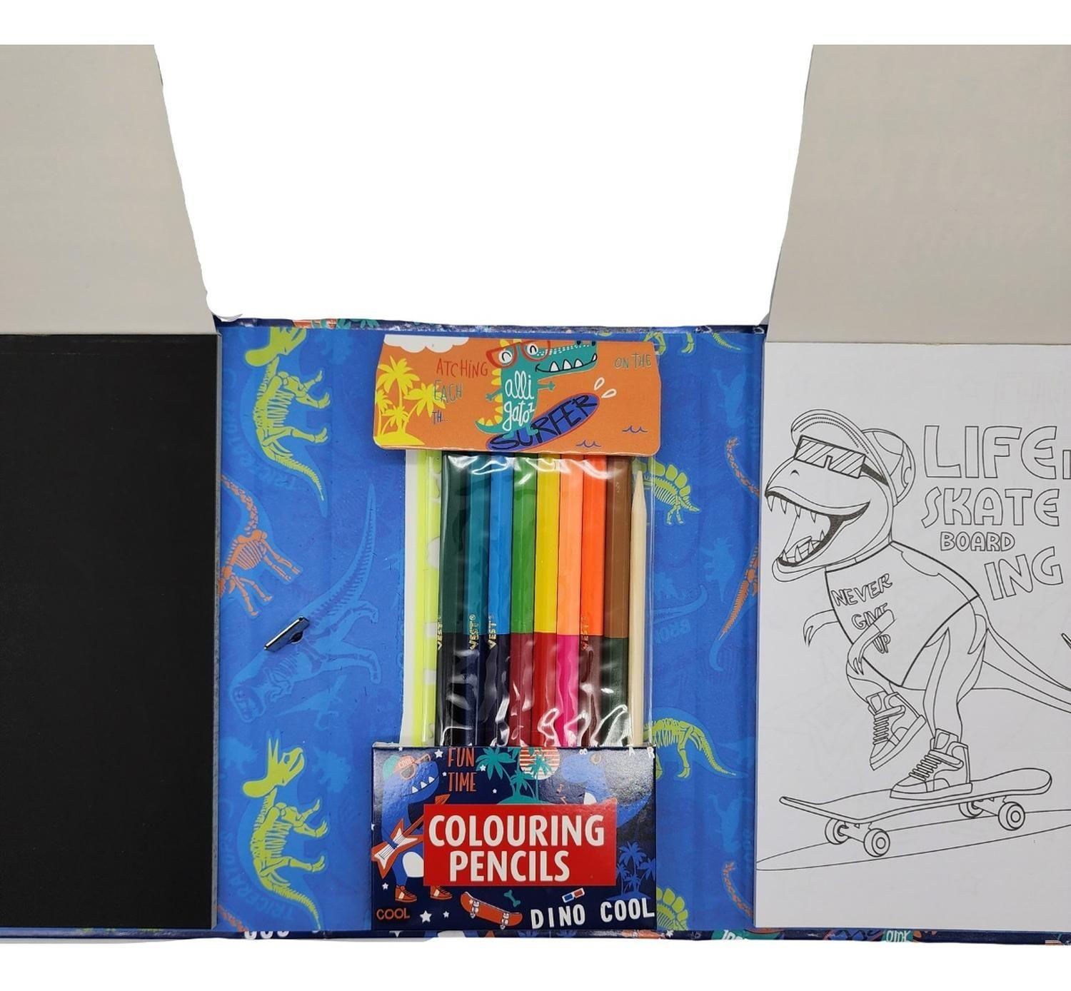 Set De Arte Para Niños Lapices Dibujos Y Pizarra Colorear-3