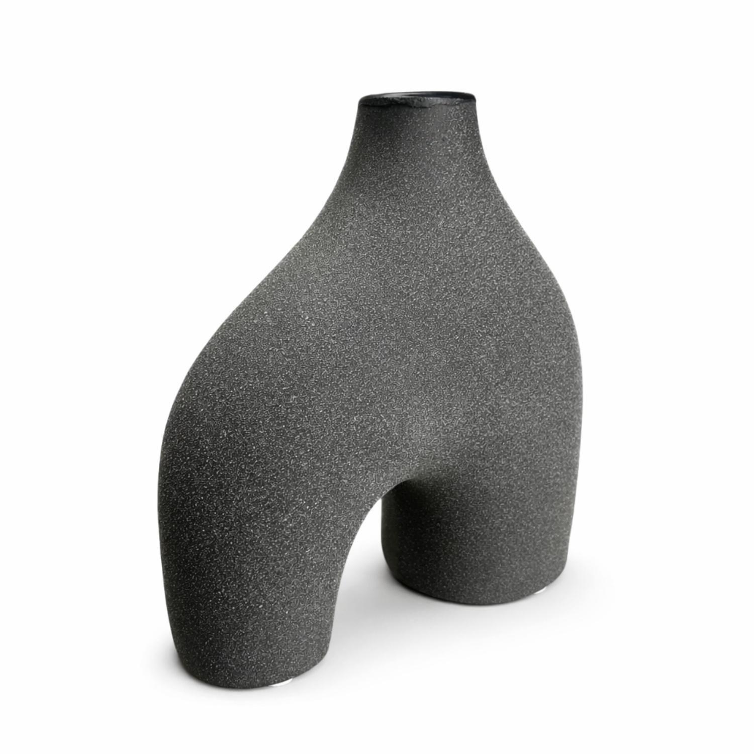 Florero Jarron Ceramica Negro Decorativo Moderno Abstracto-3